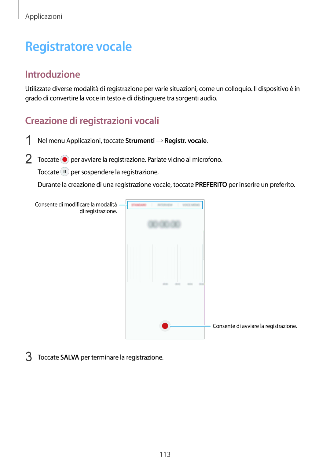 Samsung SM-G928FZSAITV, SM-G928FZDAITV, SM-G928FZSEITV manual Registratore vocale, Creazione di registrazioni vocali 