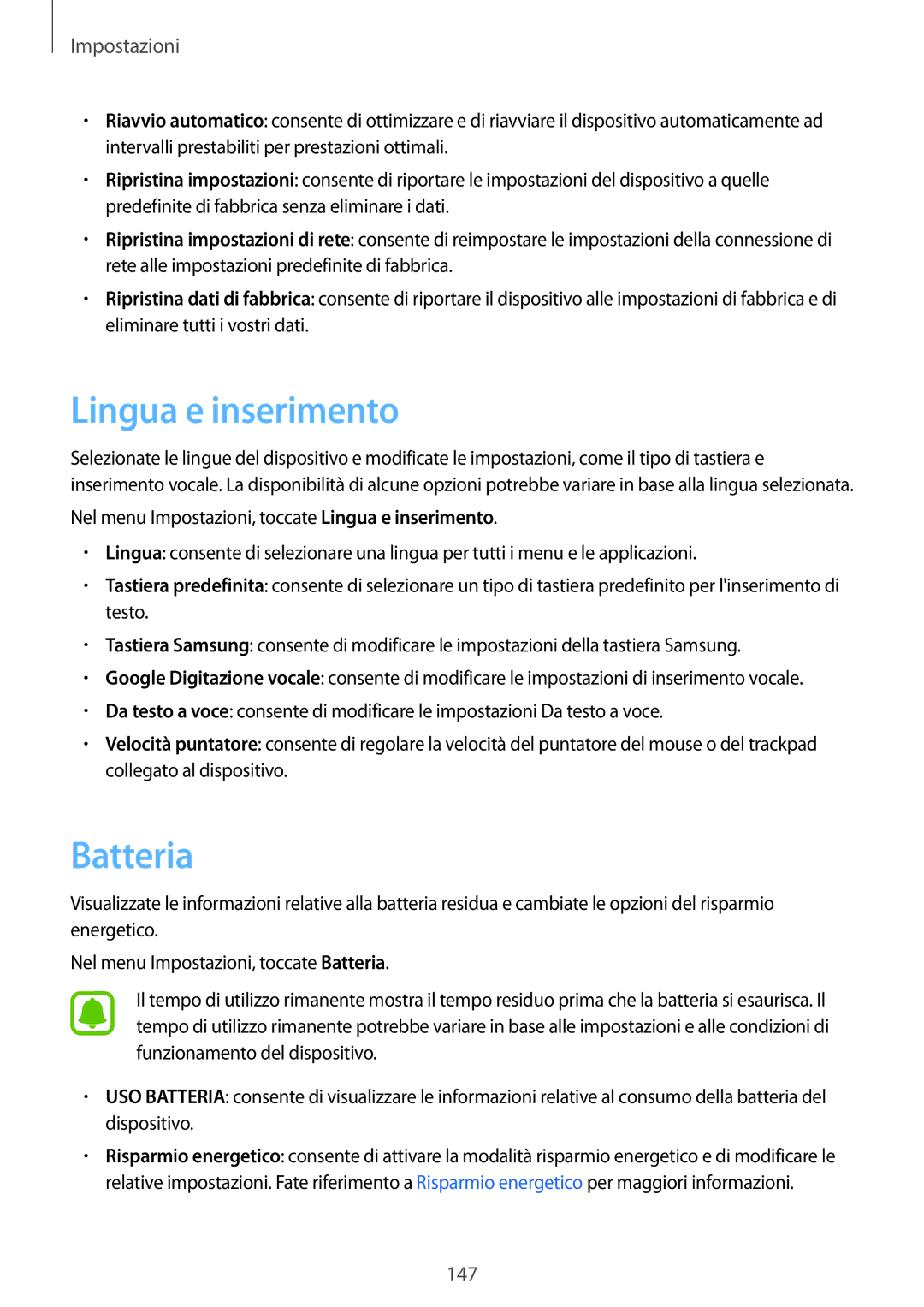 Samsung SM-G928FZDEITV, SM-G928FZDAITV, SM-G928FZSEITV, SM-G928FZKEITV, SM-G928FZKAITV manual Lingua e inserimento, Batteria 