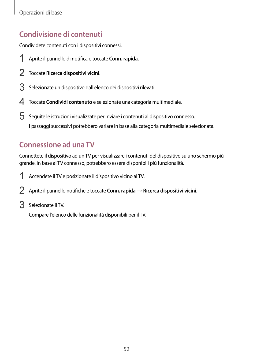 Samsung SM-G928FZKAITV, SM-G928FZDAITV, SM-G928FZSEITV, SM-G928FZKEITV manual Condivisione di contenuti, Connessione ad una TV 