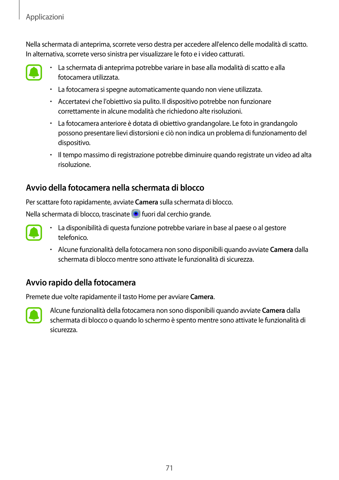 Samsung SM-G928FZSAITV, SM-G928FZDAITV Avvio della fotocamera nella schermata di blocco, Avvio rapido della fotocamera 