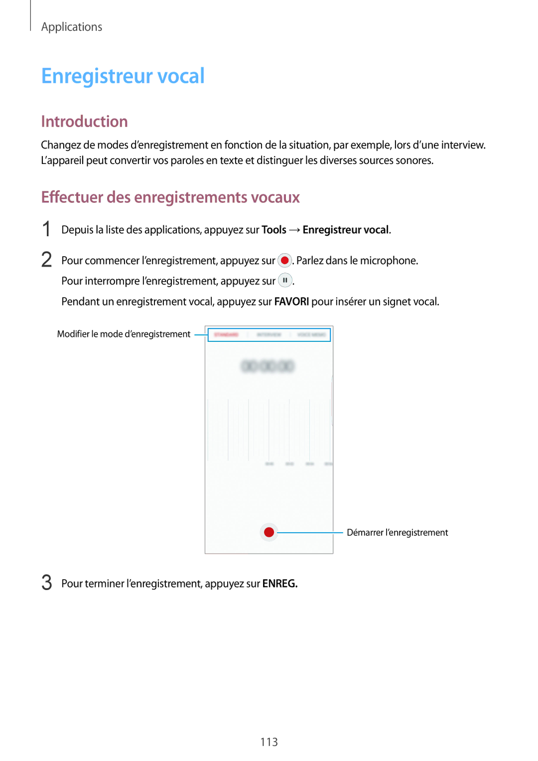 Samsung SM-G928FZKAXEF, SM-G928FZDAXEF manual Enregistreur vocal, Effectuer des enregistrements vocaux 