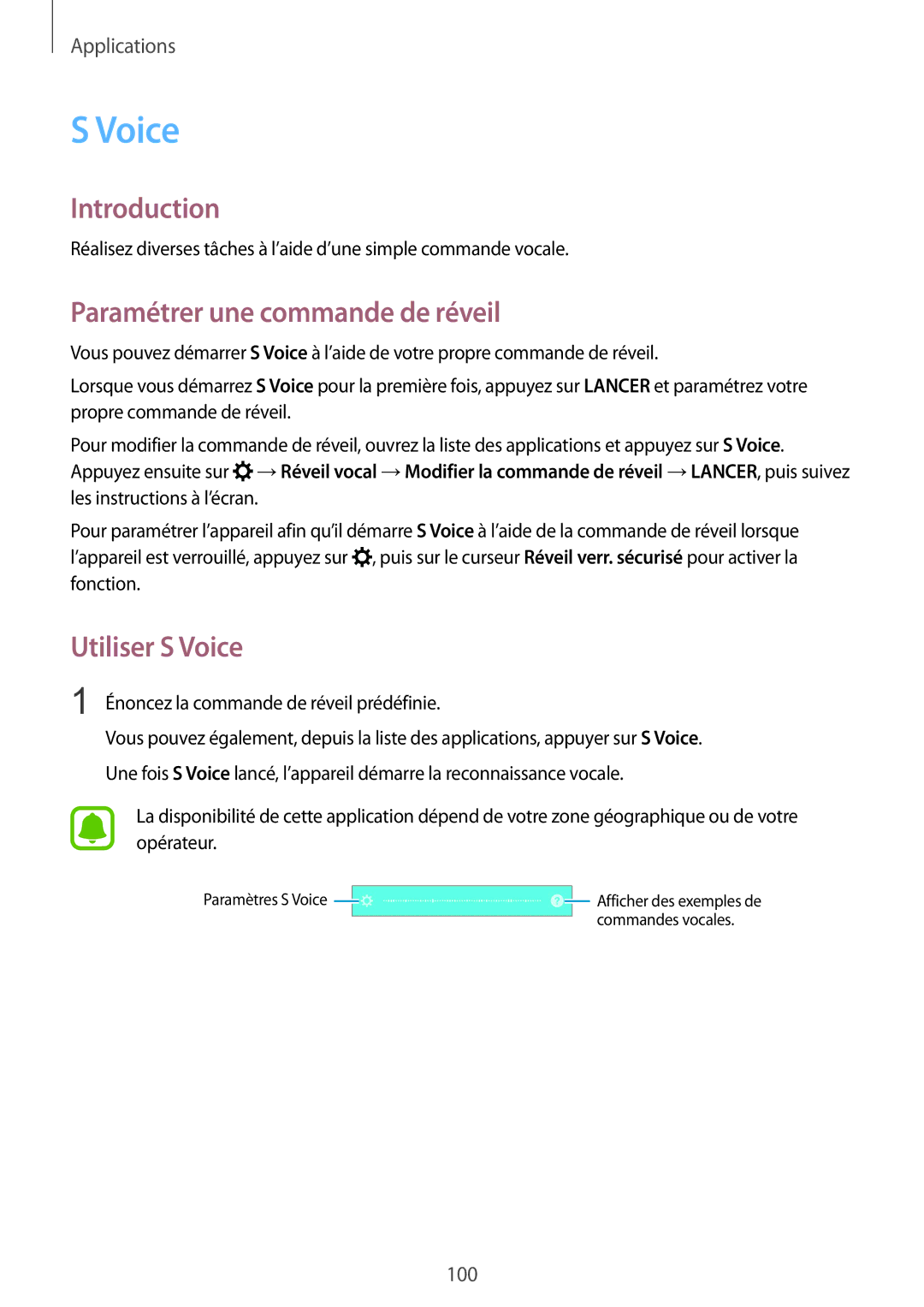Samsung SM-G928FZDAXEF, SM-G928FZKAXEF manual Paramétrer une commande de réveil, Utiliser S Voice 
