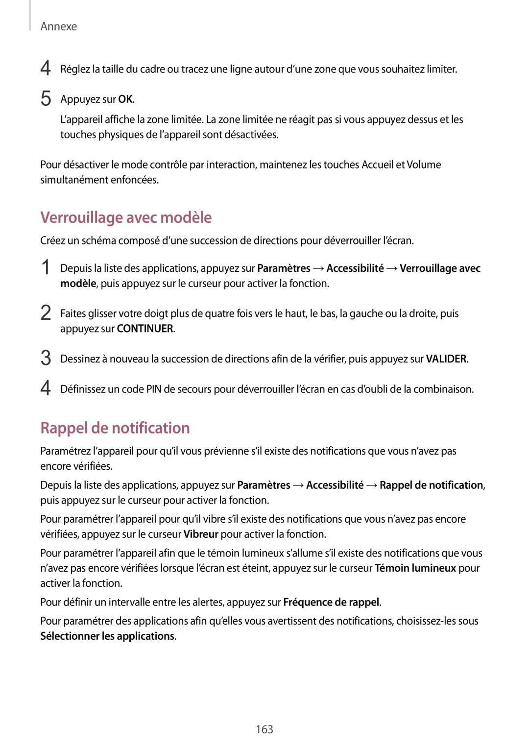 Samsung SM-G928FZKAXEF, SM-G928FZDAXEF manual Verrouillage avec modèle, Rappel de notification 