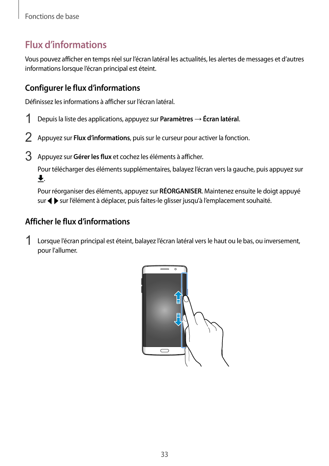 Samsung SM-G928FZKAXEF manual Flux d’informations, Configurer le flux d’informations, Afficher le flux d’informations 