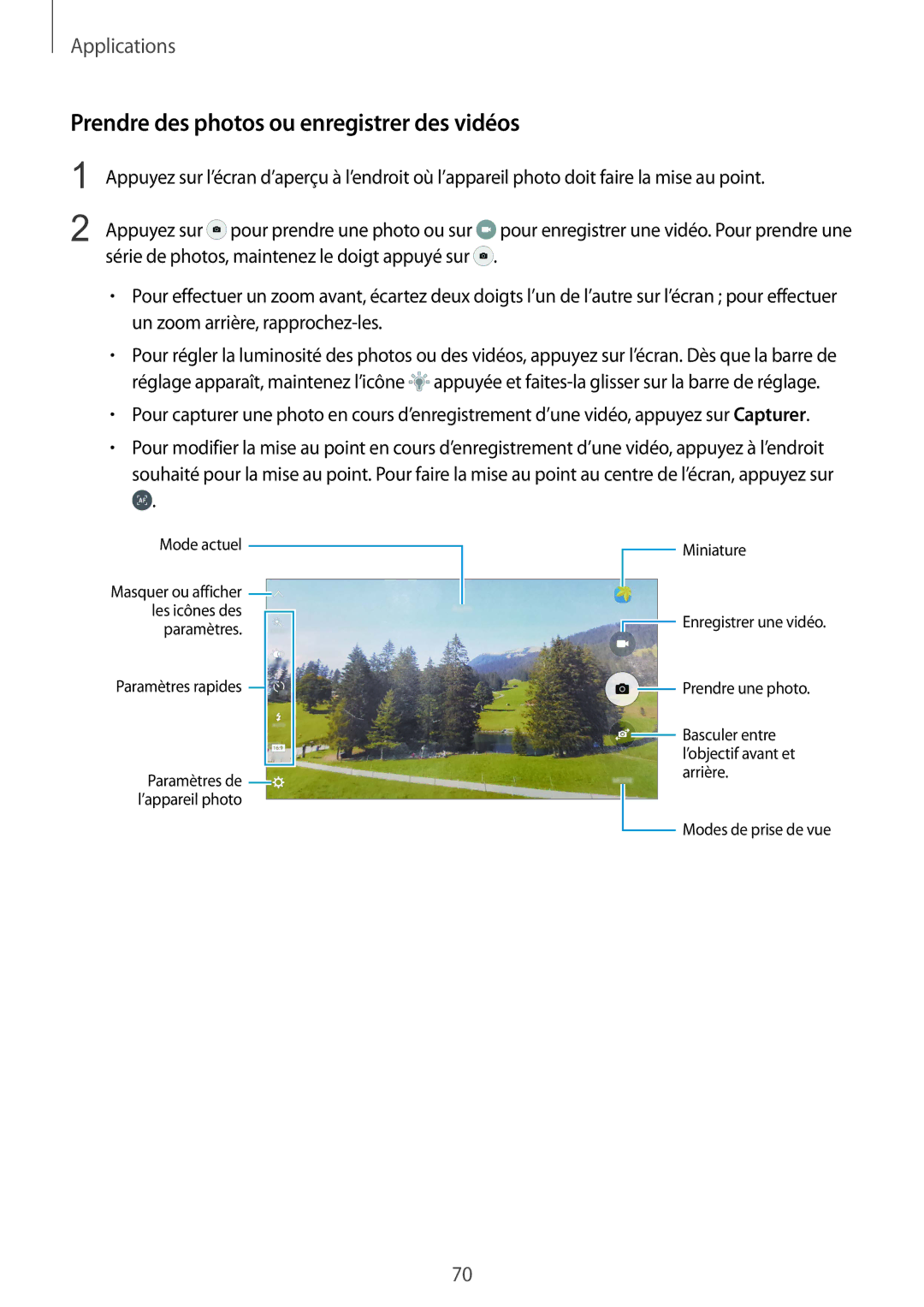 Samsung SM-G928FZDAXEF, SM-G928FZKAXEF manual Prendre des photos ou enregistrer des vidéos 