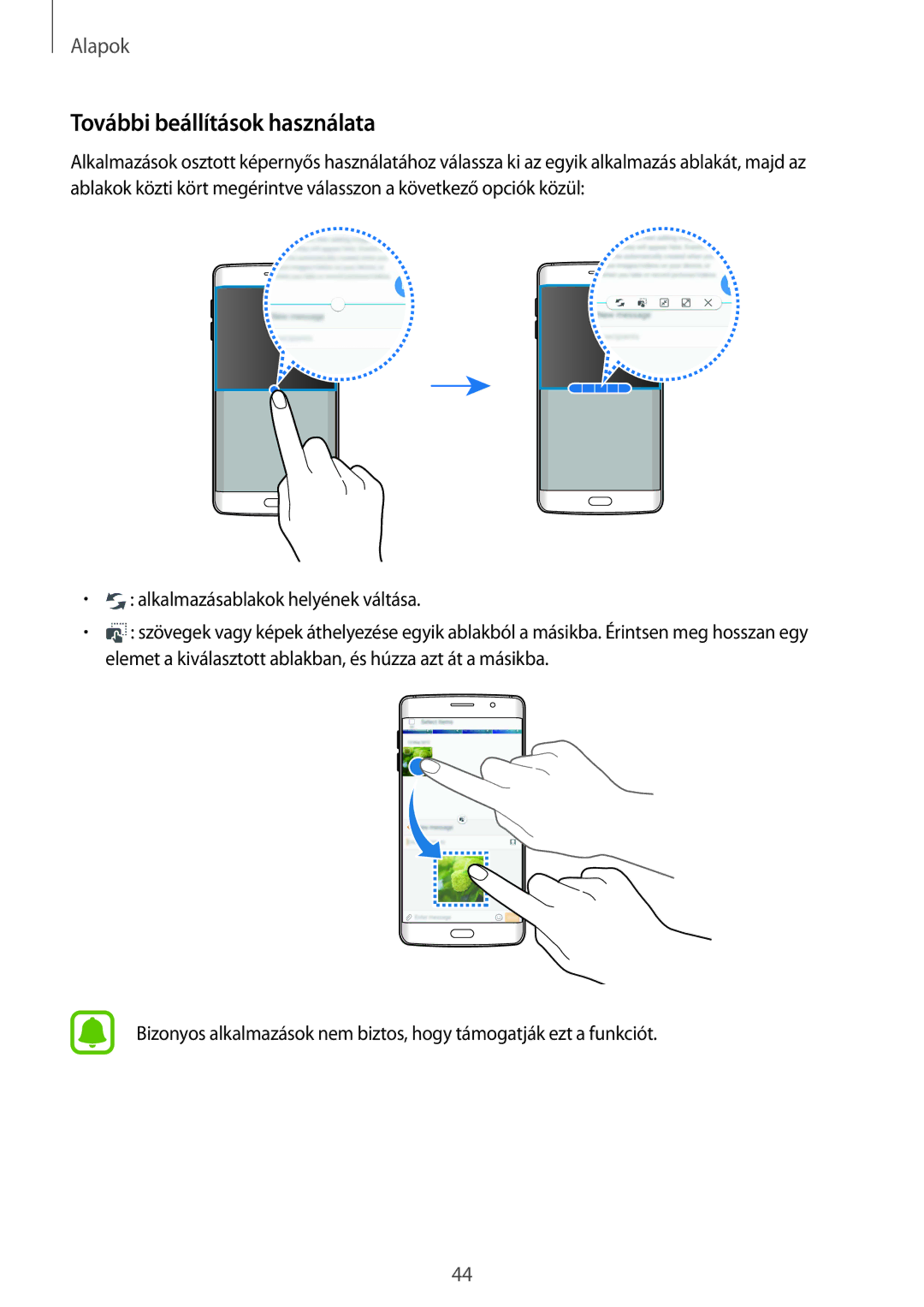 Samsung SM-G928FZDAXEH, SM-G928FZKAXEH manual További beállítások használata 