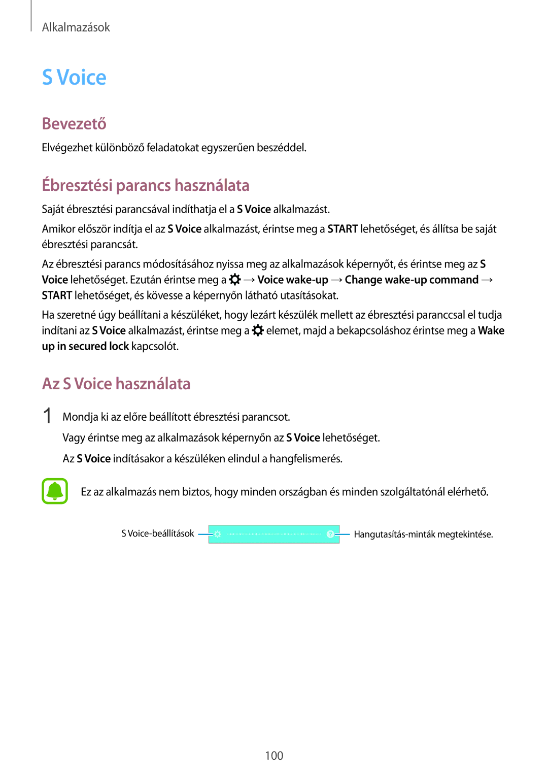 Samsung SM-G928FZDAXEH, SM-G928FZKAXEH manual Ébresztési parancs használata, Az S Voice használata 