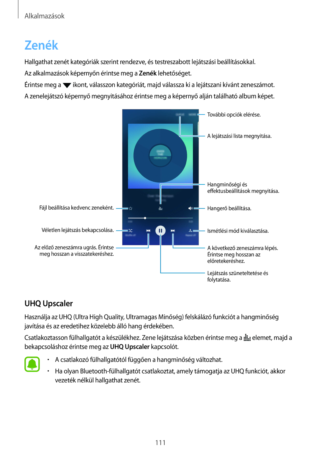 Samsung SM-G928FZKAXEH, SM-G928FZDAXEH manual Zenék, UHQ Upscaler 