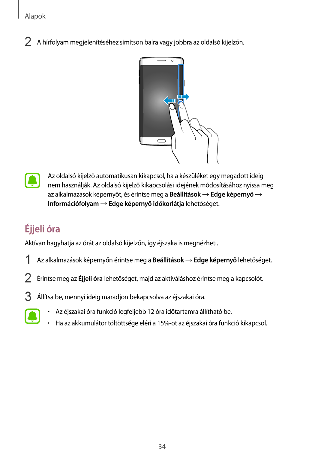 Samsung SM-G928FZDAXEH, SM-G928FZKAXEH manual Éjjeli óra 