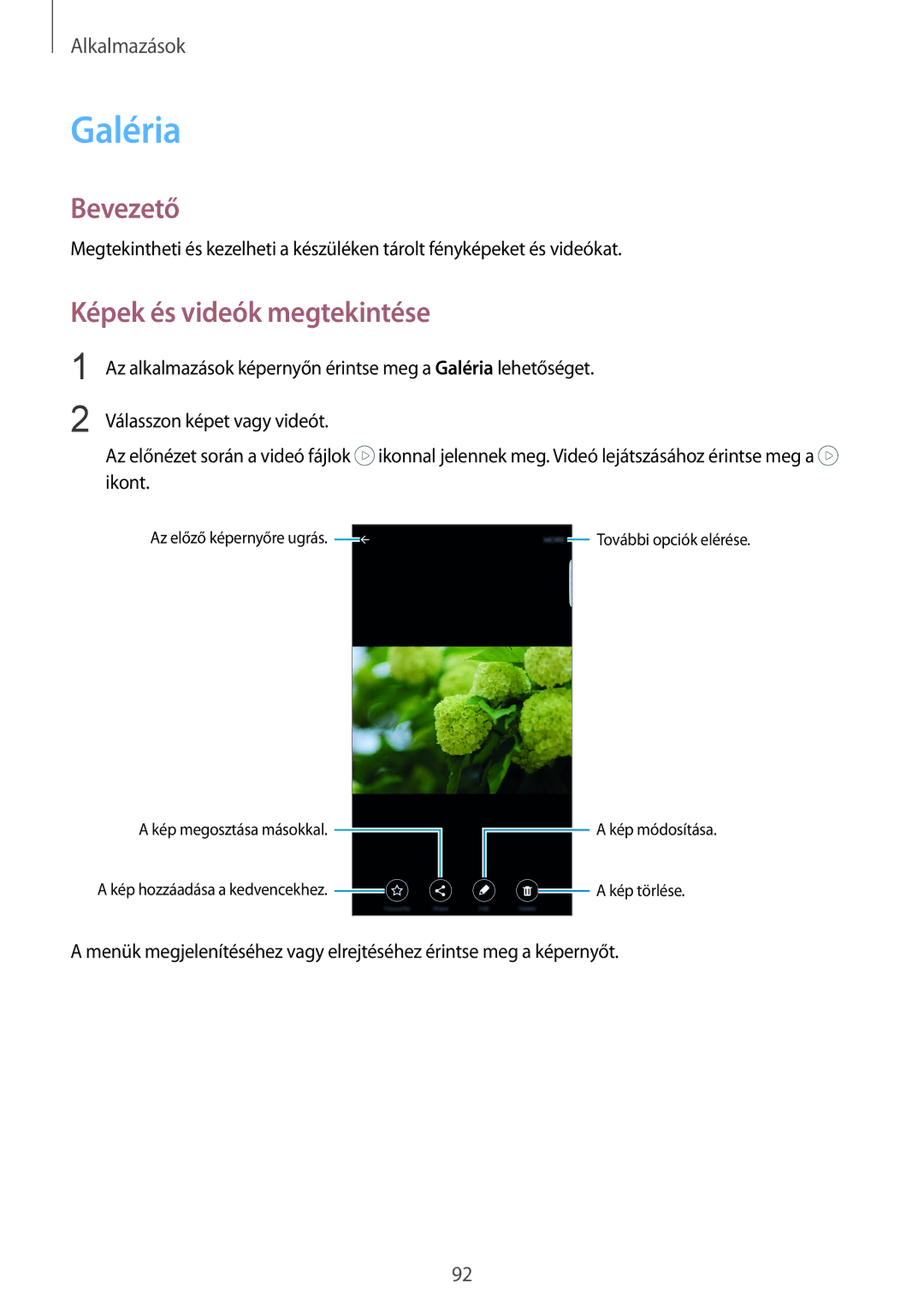 Samsung SM-G928FZDAXEH, SM-G928FZKAXEH manual Galéria, Képek és videók megtekintése 