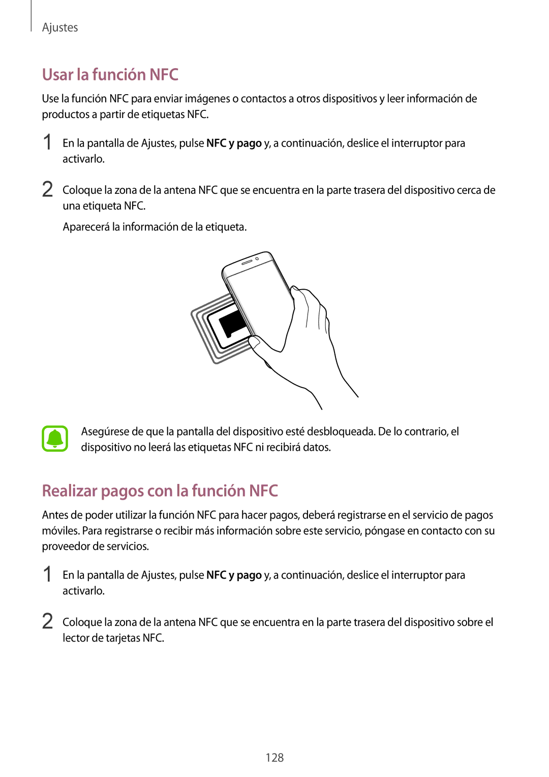 Samsung SM-G928FZSAPHE, SM-G928FZDEPHE, SM-G928FZKEPHE manual Usar la función NFC, Realizar pagos con la función NFC 