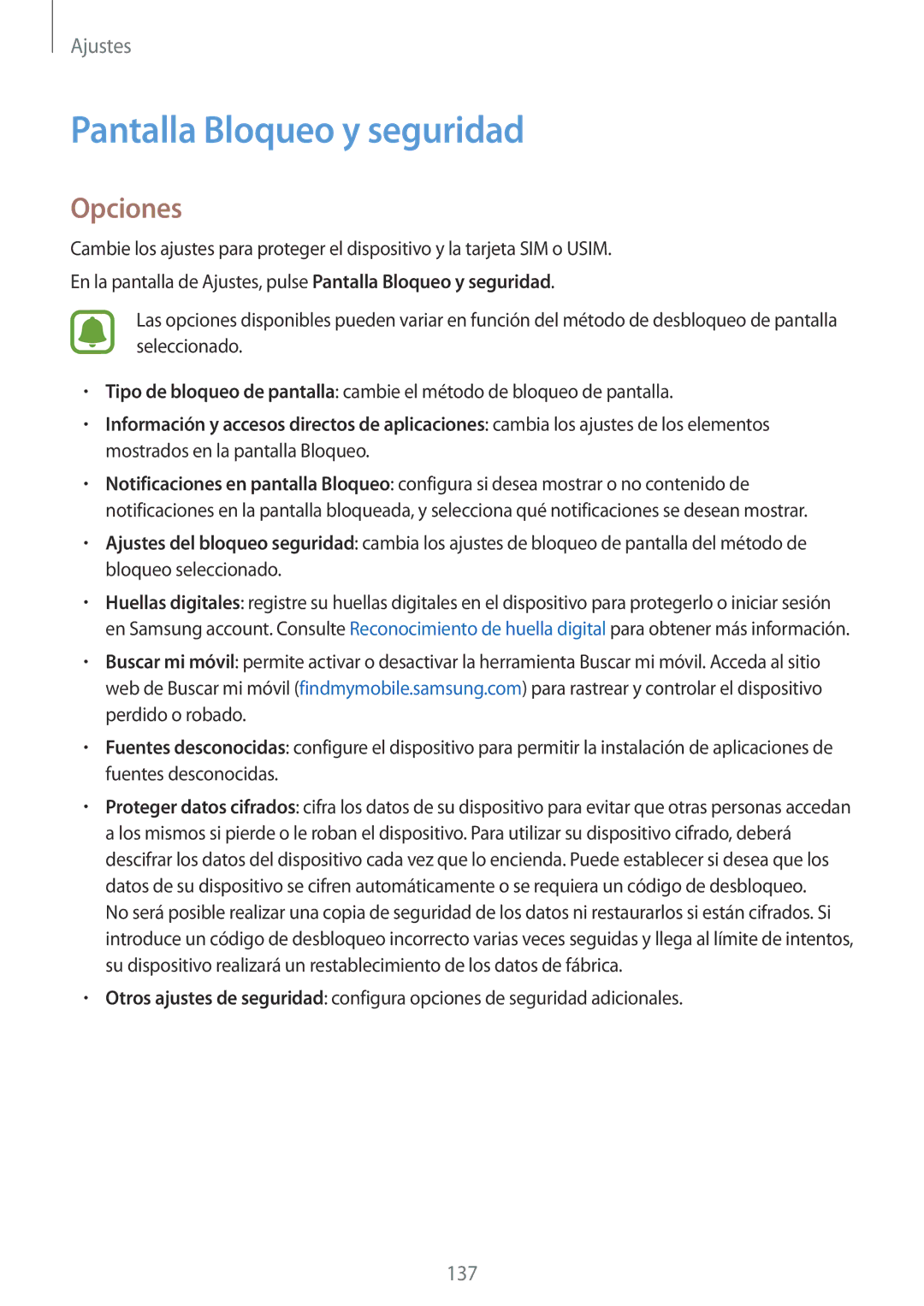 Samsung SM-G928FZDAPHE, SM-G928FZDEPHE, SM-G928FZKEPHE, SM-G928FZSAPHE, SM-G928FZKAPHE Pantalla Bloqueo y seguridad, Opciones 