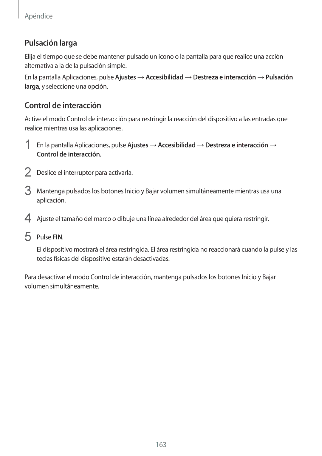 Samsung SM-G928FZSAPHE, SM-G928FZDEPHE, SM-G928FZKEPHE, SM-G928FZDAPHE manual Pulsación larga, Control de interacción 