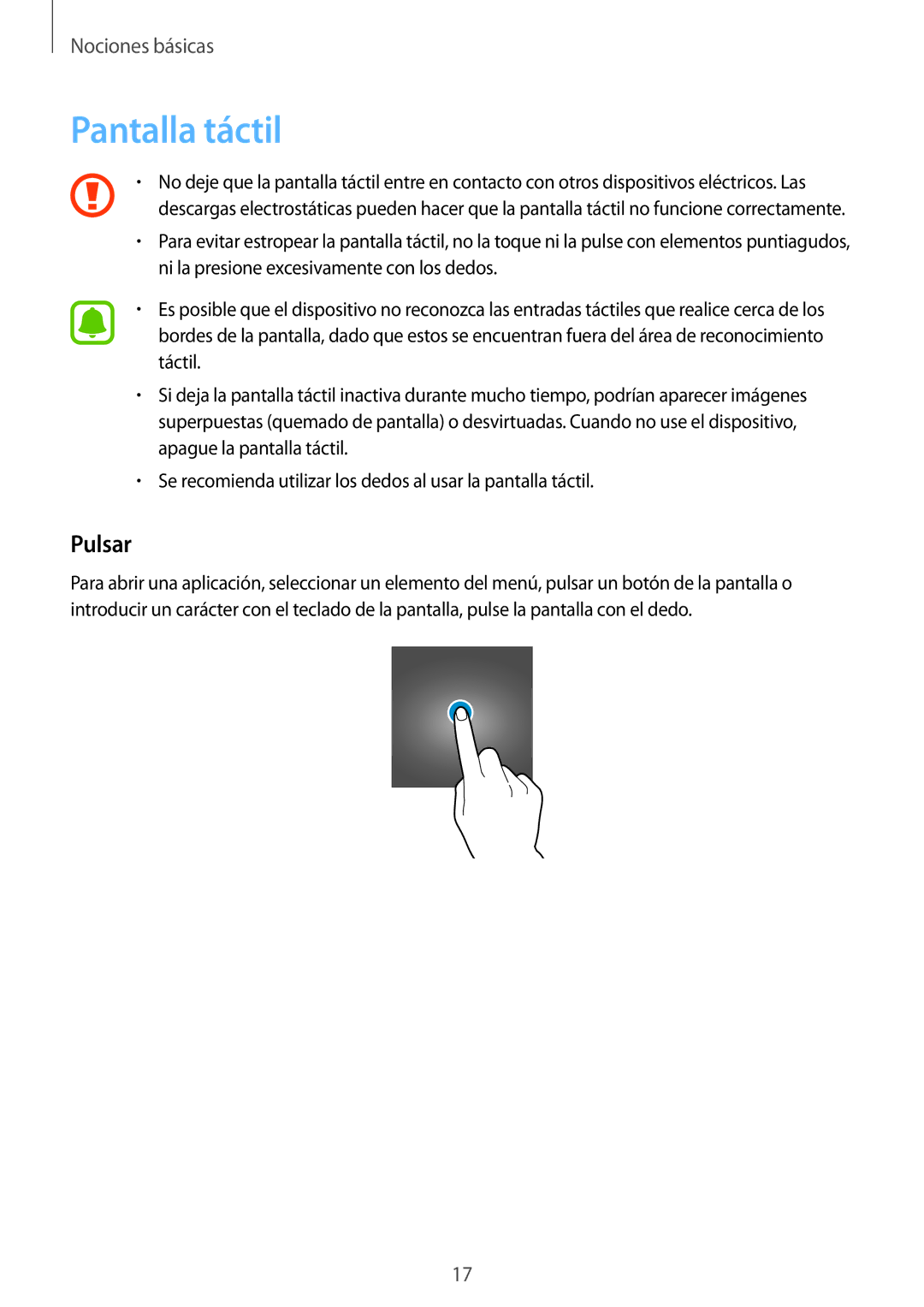 Samsung SM-G928FZDAPHE, SM-G928FZDEPHE, SM-G928FZKEPHE, SM-G928FZSAPHE, SM-G928FZKAPHE manual Pantalla táctil, Pulsar 