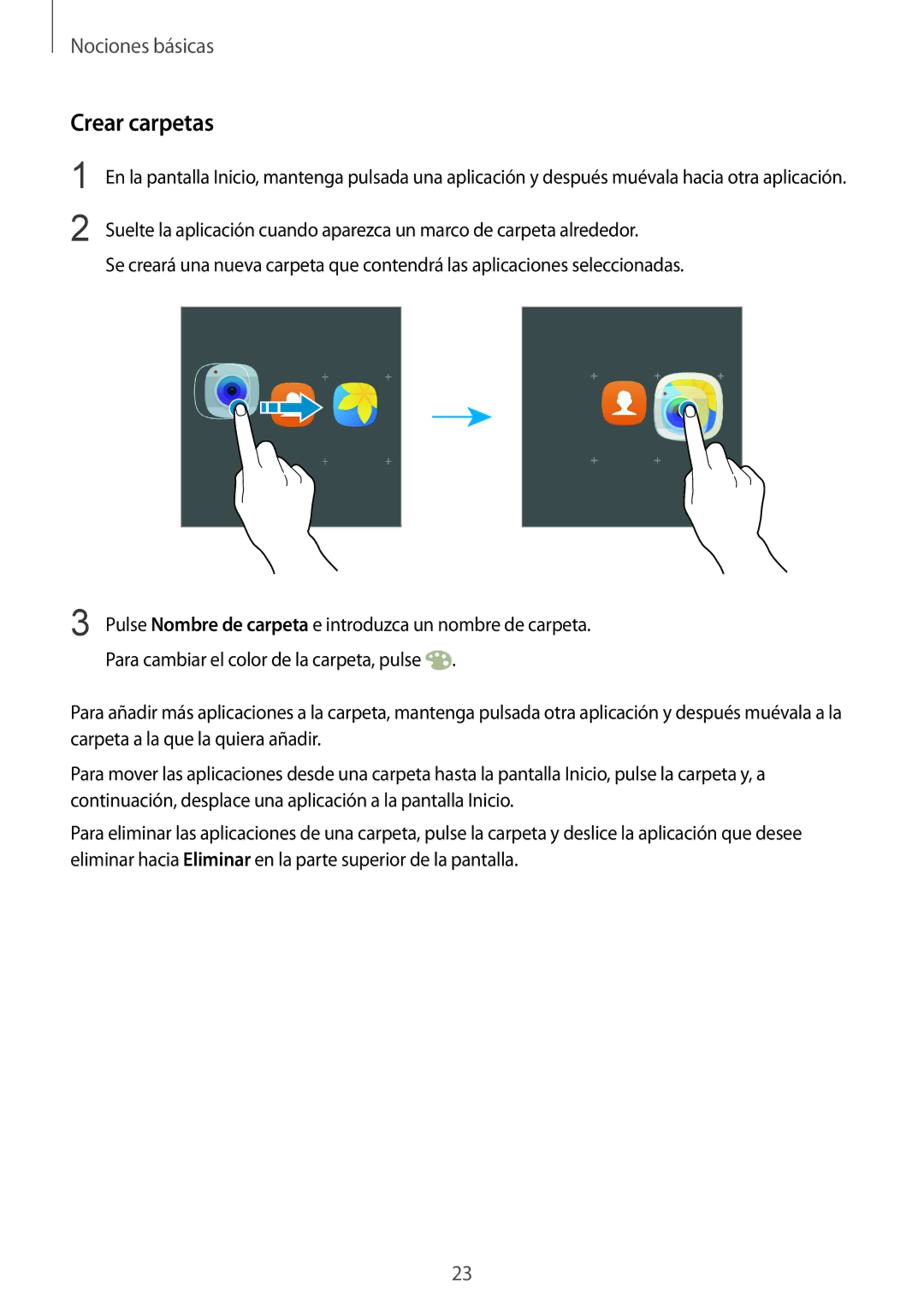 Samsung SM-G928FZSAPHE, SM-G928FZDEPHE, SM-G928FZKEPHE, SM-G928FZDAPHE, SM-G928FZKAPHE manual Crear carpetas 