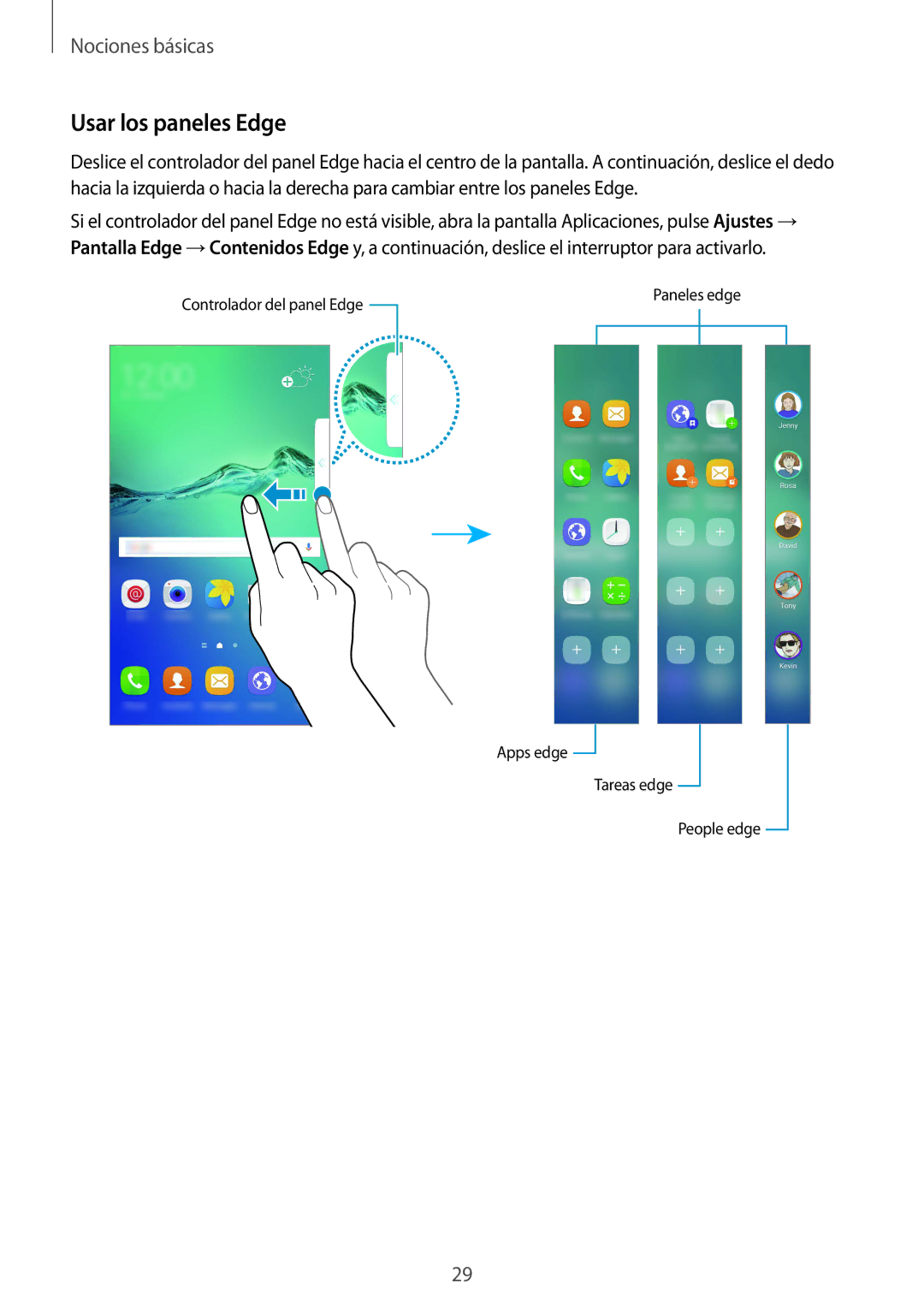 Samsung SM-G928FZKAPHE, SM-G928FZDEPHE, SM-G928FZKEPHE, SM-G928FZDAPHE, SM-G928FZSAPHE manual Usar los paneles Edge 