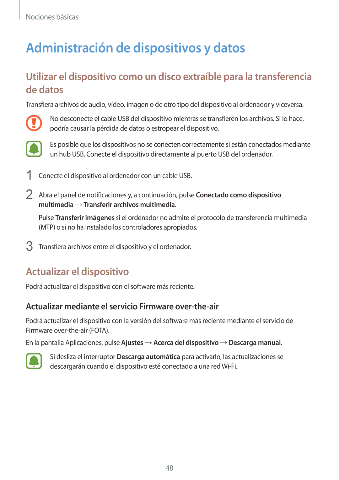 Samsung SM-G928FZSAPHE, SM-G928FZDEPHE, SM-G928FZKEPHE Administración de dispositivos y datos, Actualizar el dispositivo 