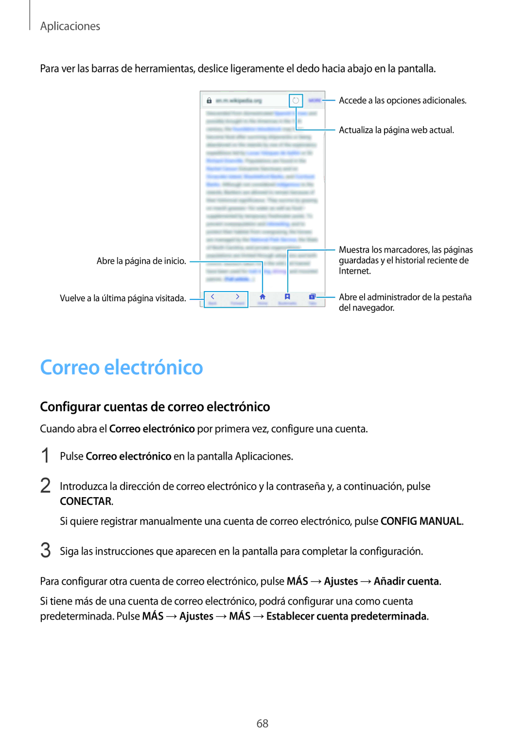 Samsung SM-G928FZSAPHE, SM-G928FZDEPHE, SM-G928FZKEPHE manual Correo electrónico, Configurar cuentas de correo electrónico 