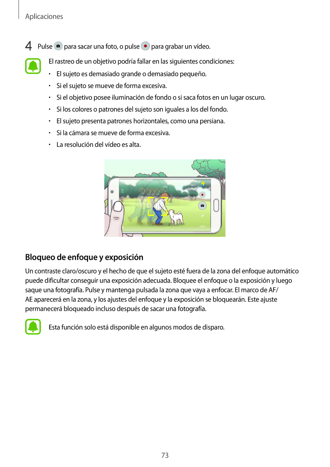 Samsung SM-G928FZSAPHE, SM-G928FZDEPHE, SM-G928FZKEPHE, SM-G928FZDAPHE, SM-G928FZKAPHE manual Bloqueo de enfoque y exposición 