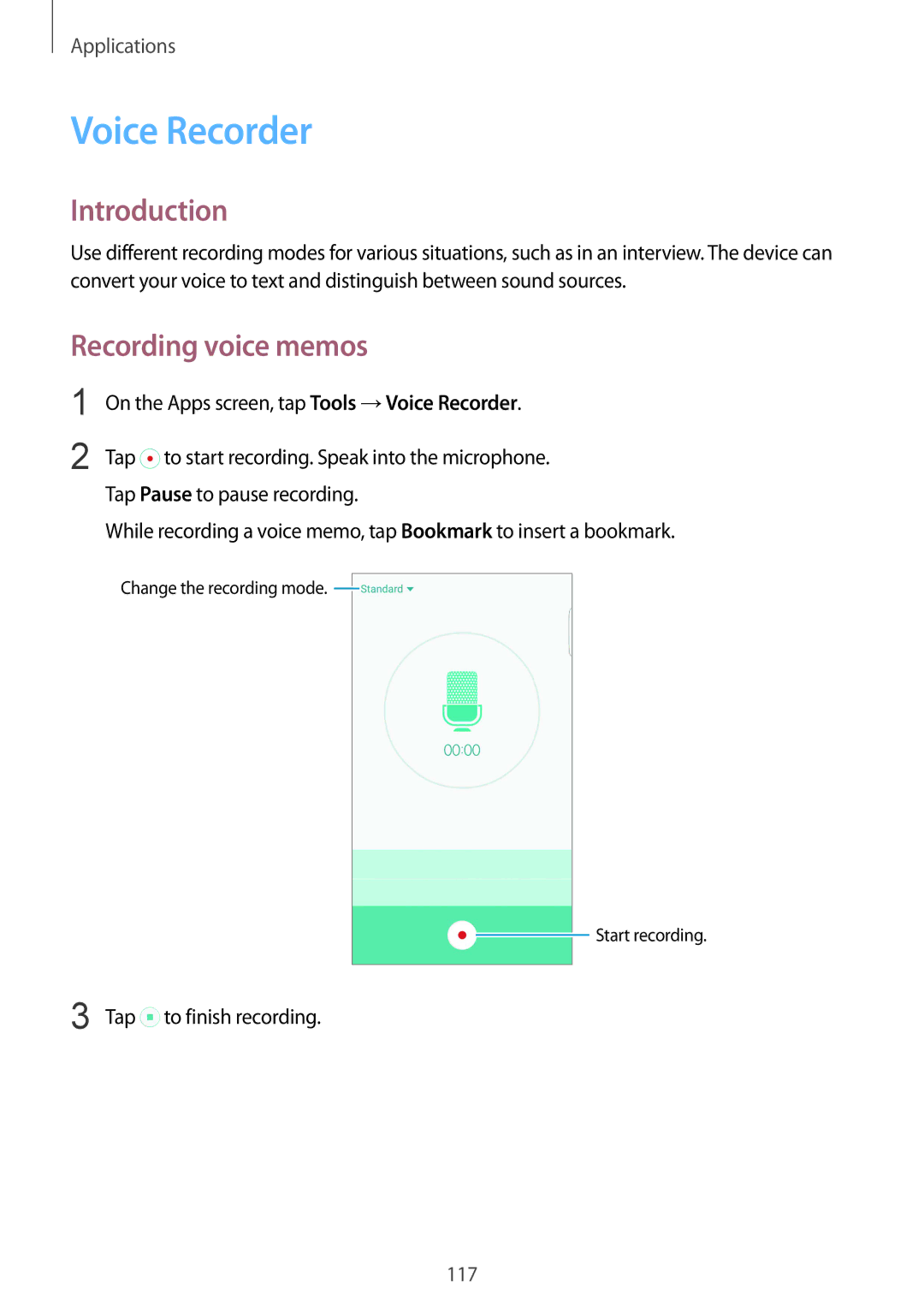 Samsung SM-G928FZSAPHE, SM-G928FZKADBT, SM-G928FZSEDBT, SM-G928FZDADBT, SM-G928FZDAXEF Voice Recorder, Recording voice memos 