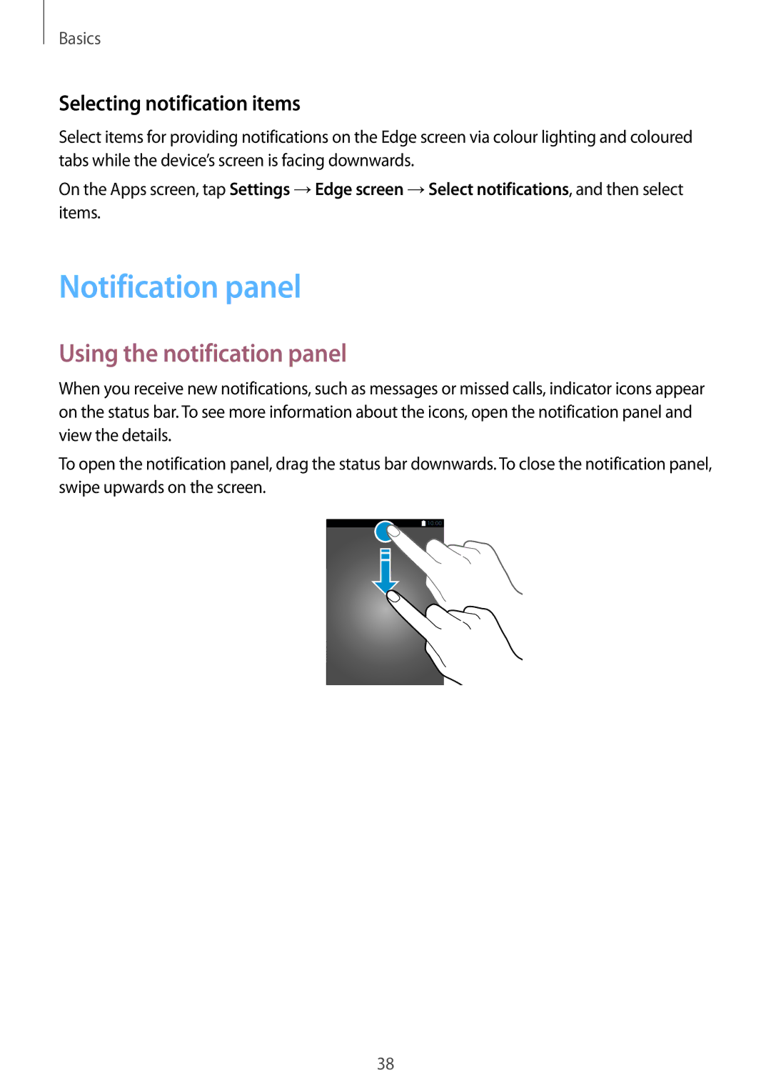 Samsung SM-G928FZKAORX, SM-G928FZKADBT manual Notification panel, Using the notification panel, Selecting notification items 