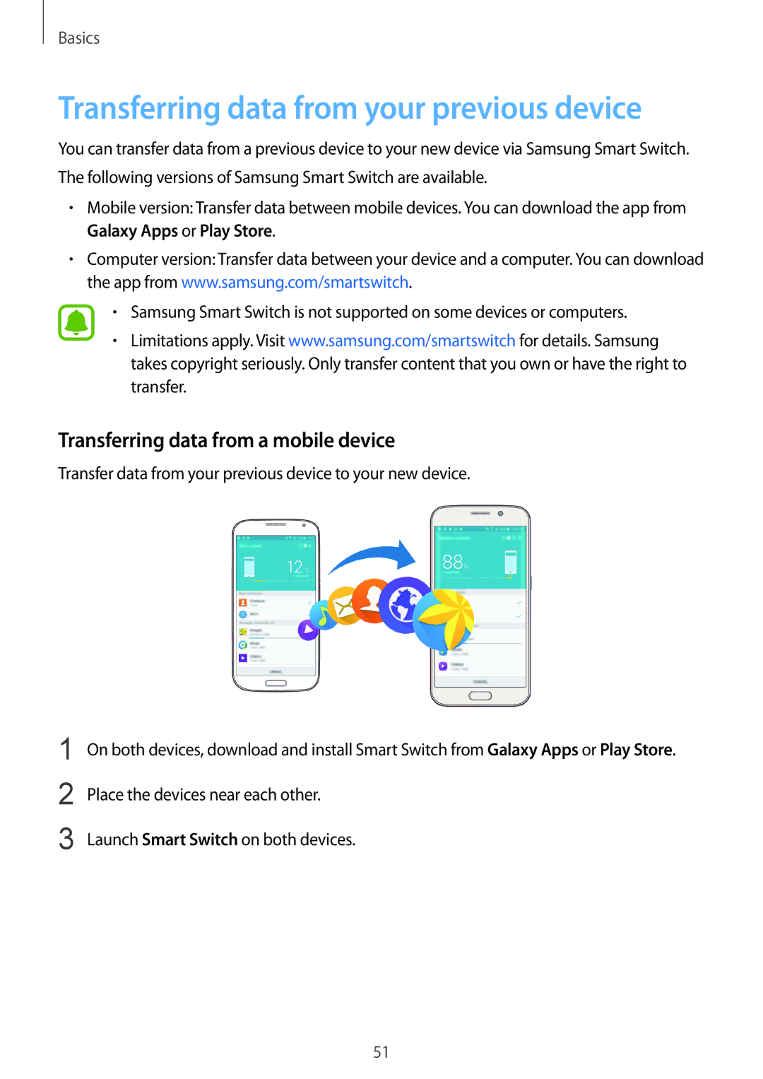 Samsung SM-G928FZKAATO, SM-G928FZKADBT Transferring data from your previous device, Transferring data from a mobile device 