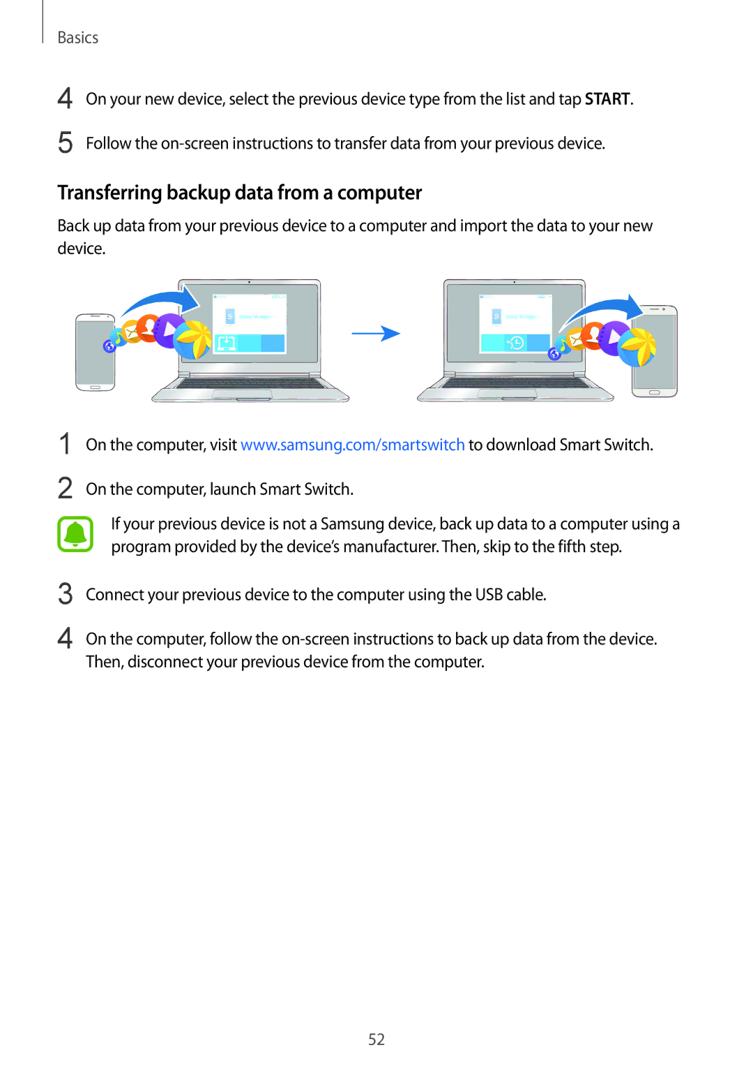 Samsung SM-G928FZDEETL, SM-G928FZKADBT, SM-G928FZSEDBT, SM-G928FZDADBT manual Transferring backup data from a computer 