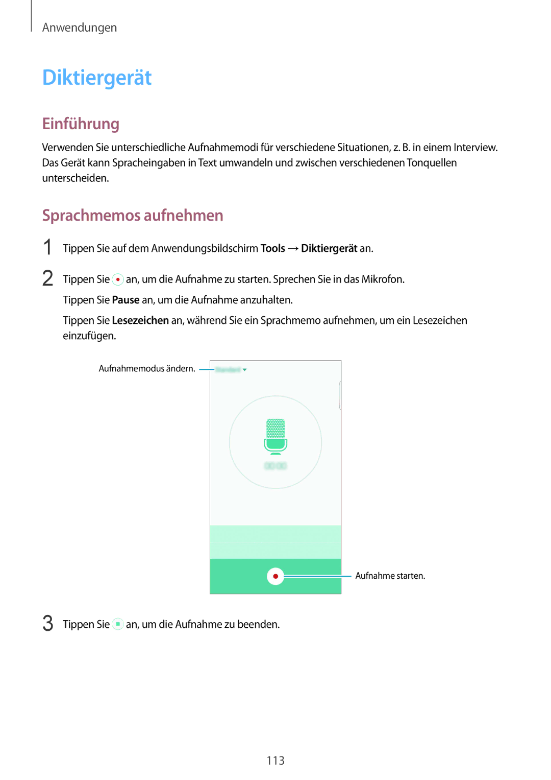 Samsung SM-G928FZDADBT, SM-G928FZKADBT, SM-G928FZSEDBT manual Diktiergerät, Sprachmemos aufnehmen 