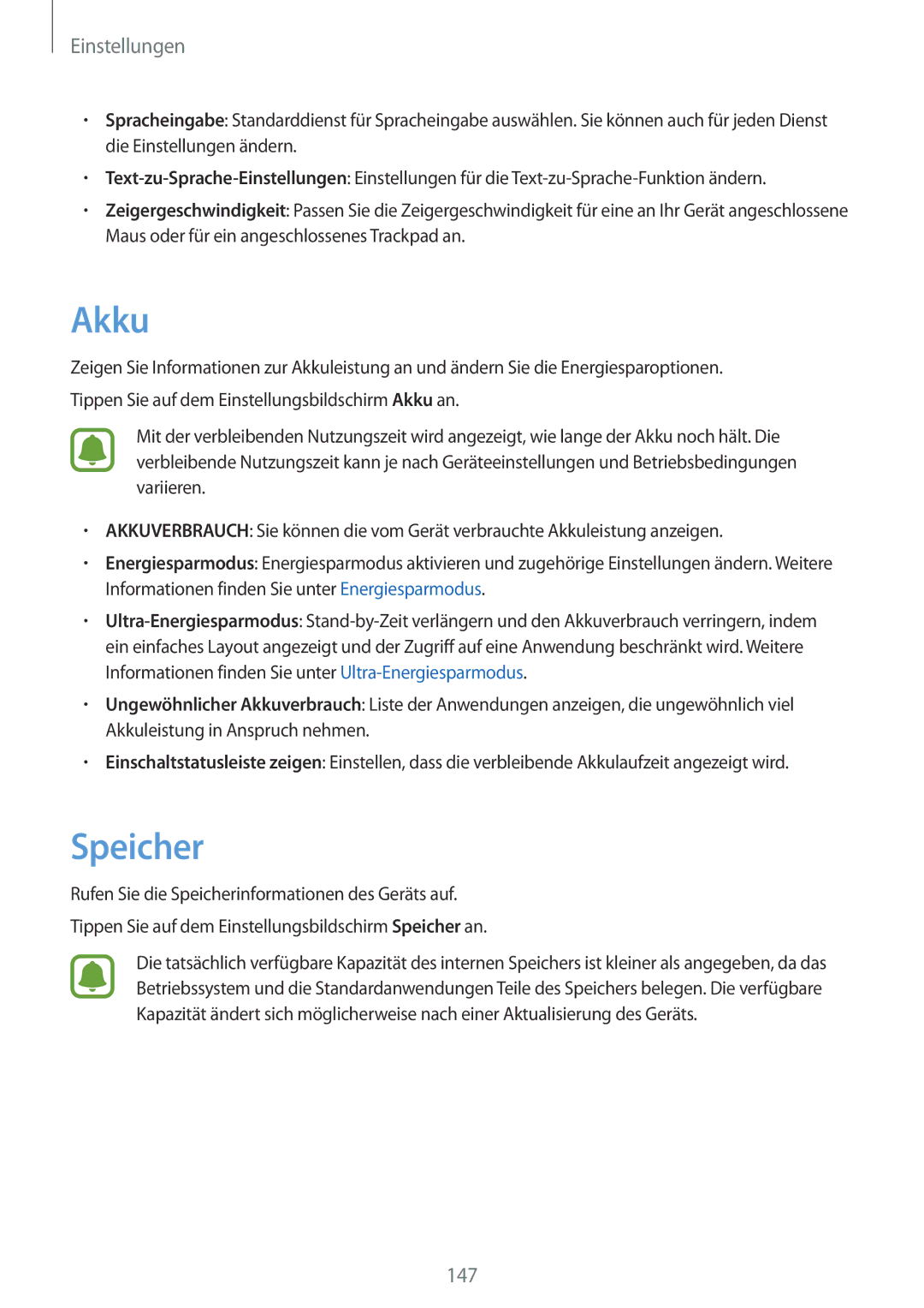 Samsung SM-G928FZKADBT, SM-G928FZSEDBT, SM-G928FZDADBT manual Akku, Speicher 