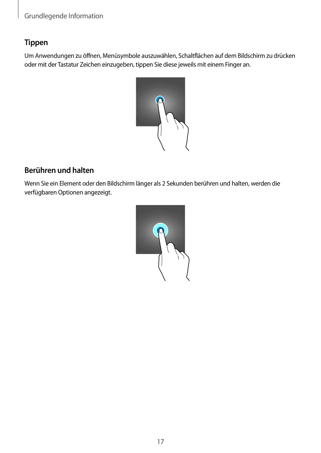 Samsung SM-G928FZDADBT, SM-G928FZKADBT, SM-G928FZSEDBT manual Tippen, Berühren und halten 