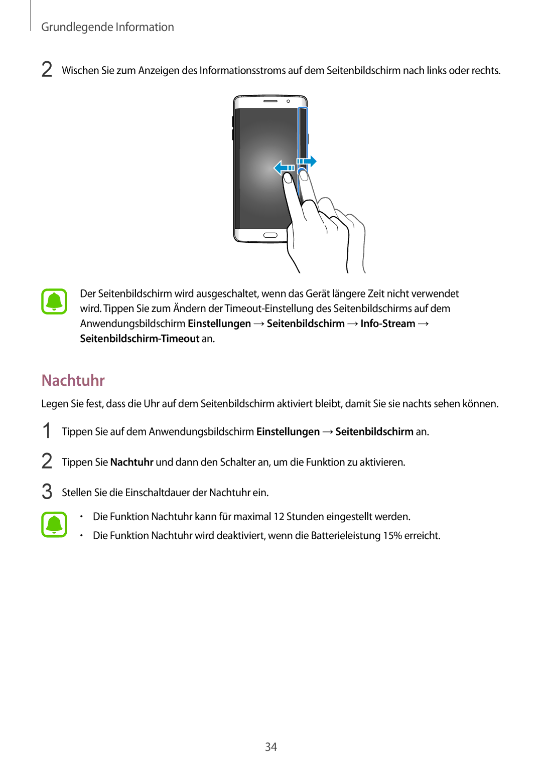 Samsung SM-G928FZSEDBT, SM-G928FZKADBT, SM-G928FZDADBT manual Nachtuhr 