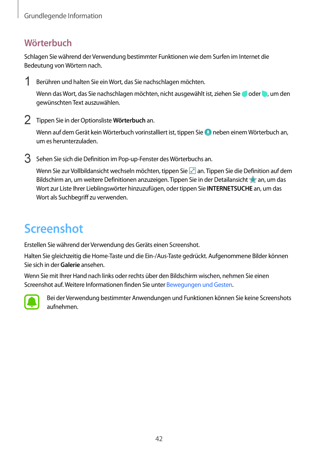 Samsung SM-G928FZKADBT, SM-G928FZSEDBT, SM-G928FZDADBT manual Screenshot, Wörterbuch 