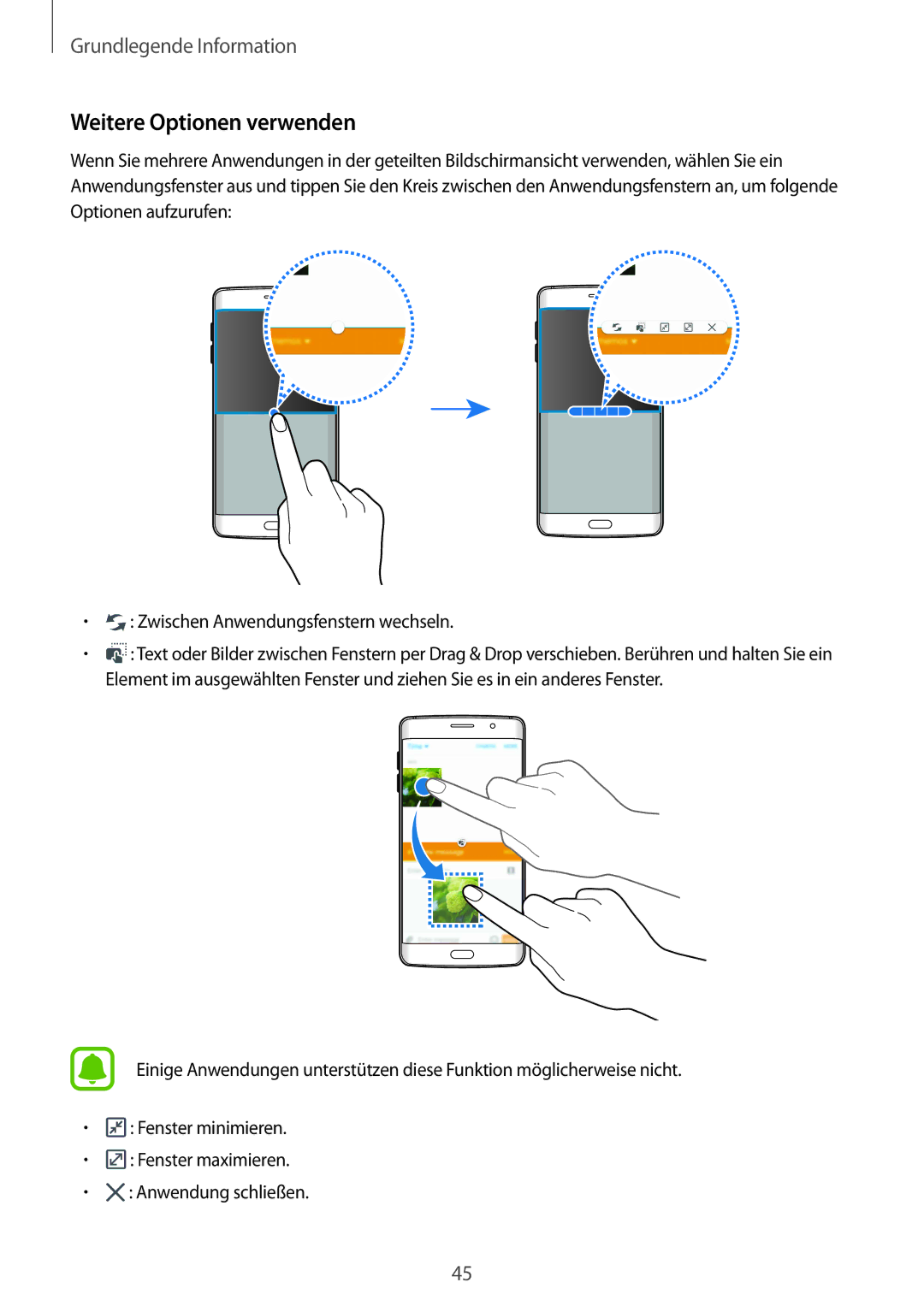 Samsung SM-G928FZKADBT, SM-G928FZSEDBT, SM-G928FZDADBT manual Weitere Optionen verwenden 