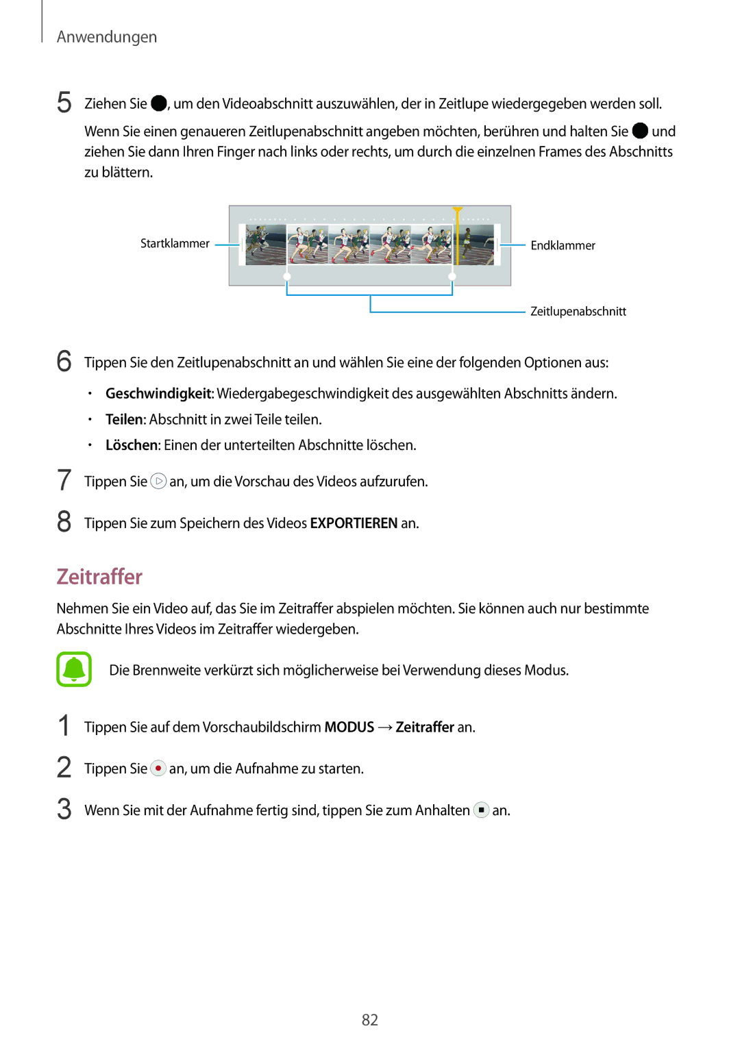 Samsung SM-G928FZSEDBT, SM-G928FZKADBT, SM-G928FZDADBT manual Zeitraffer 