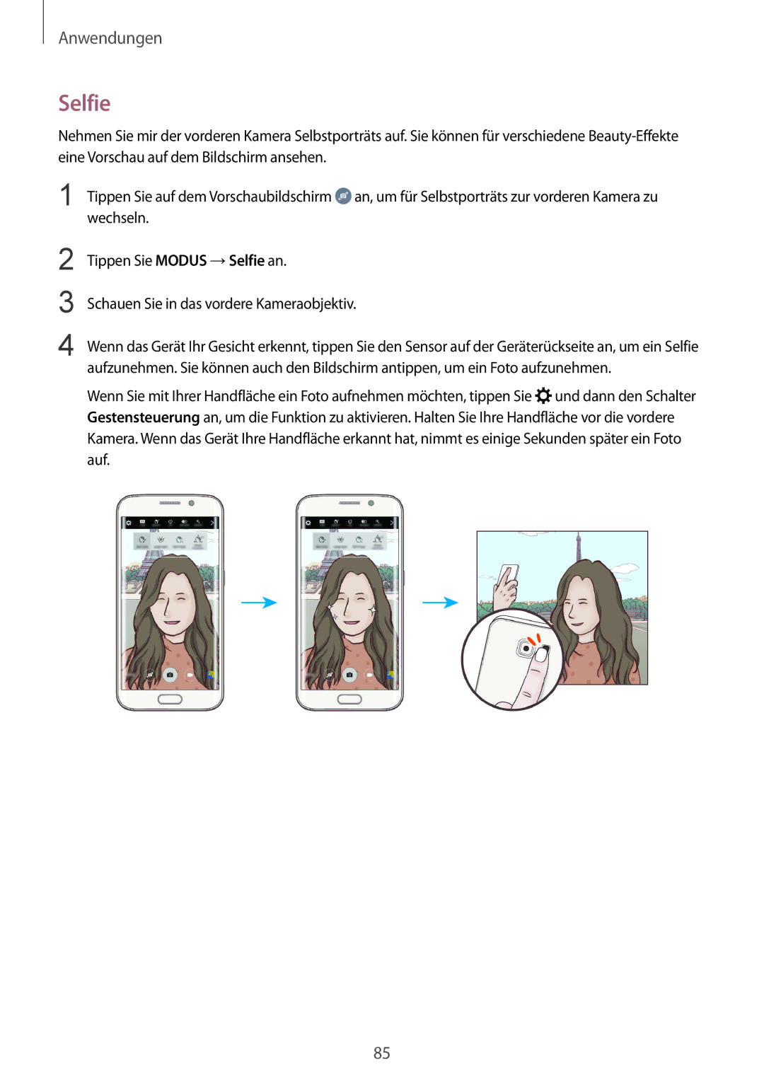 Samsung SM-G928FZSEDBT, SM-G928FZKADBT, SM-G928FZDADBT manual Selfie 