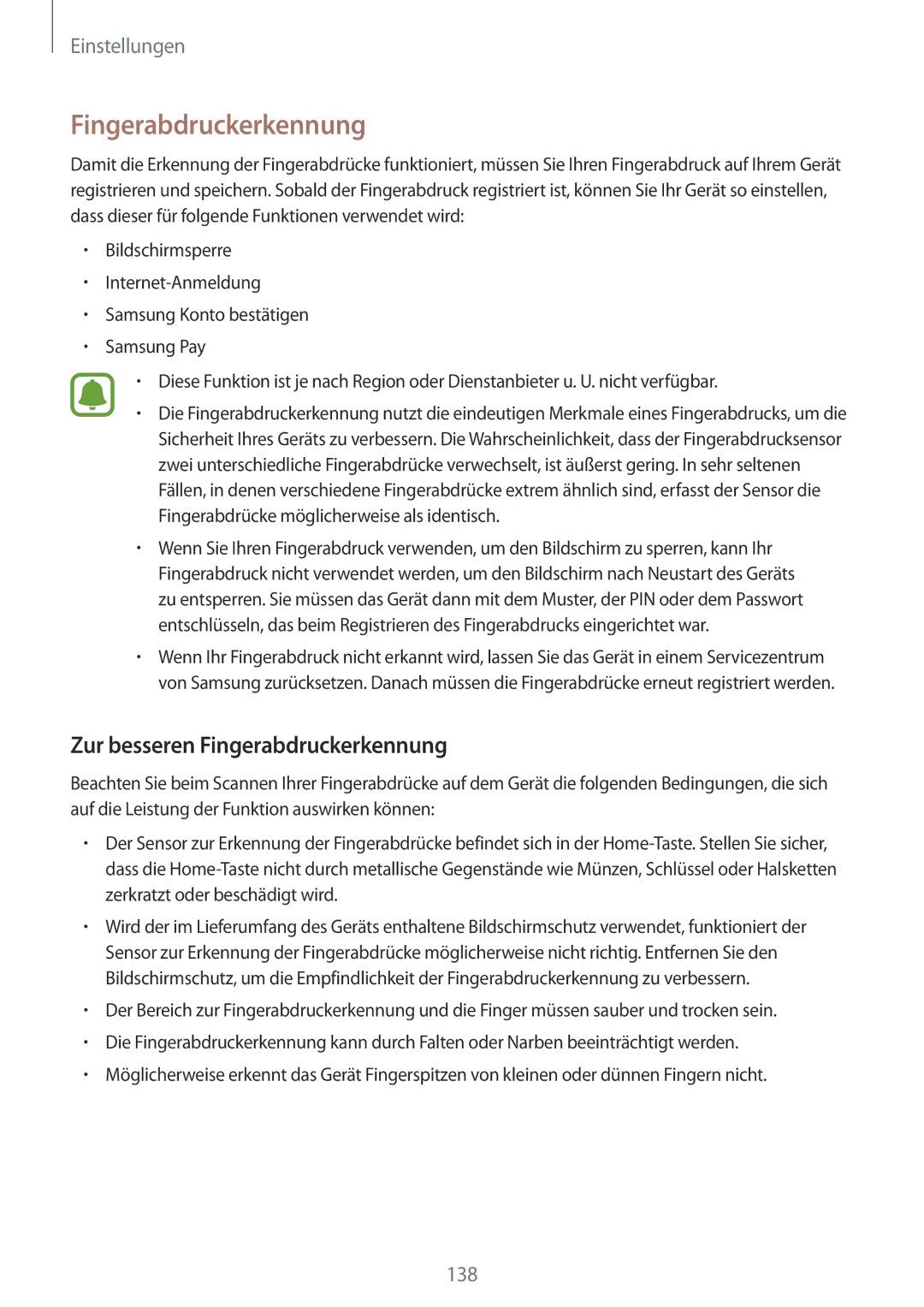 Samsung SM-G928FZKADBT, SM-G928FZSEDBT, SM-G928FZDADBT manual Zur besseren Fingerabdruckerkennung 
