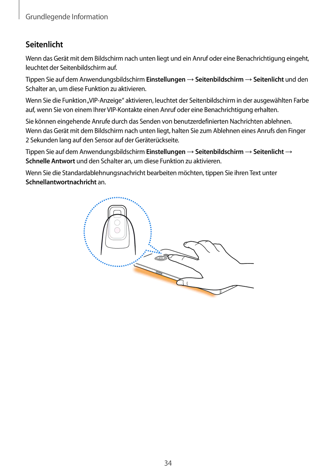 Samsung SM-G928FZSEDBT, SM-G928FZKADBT, SM-G928FZDADBT manual Seitenlicht 