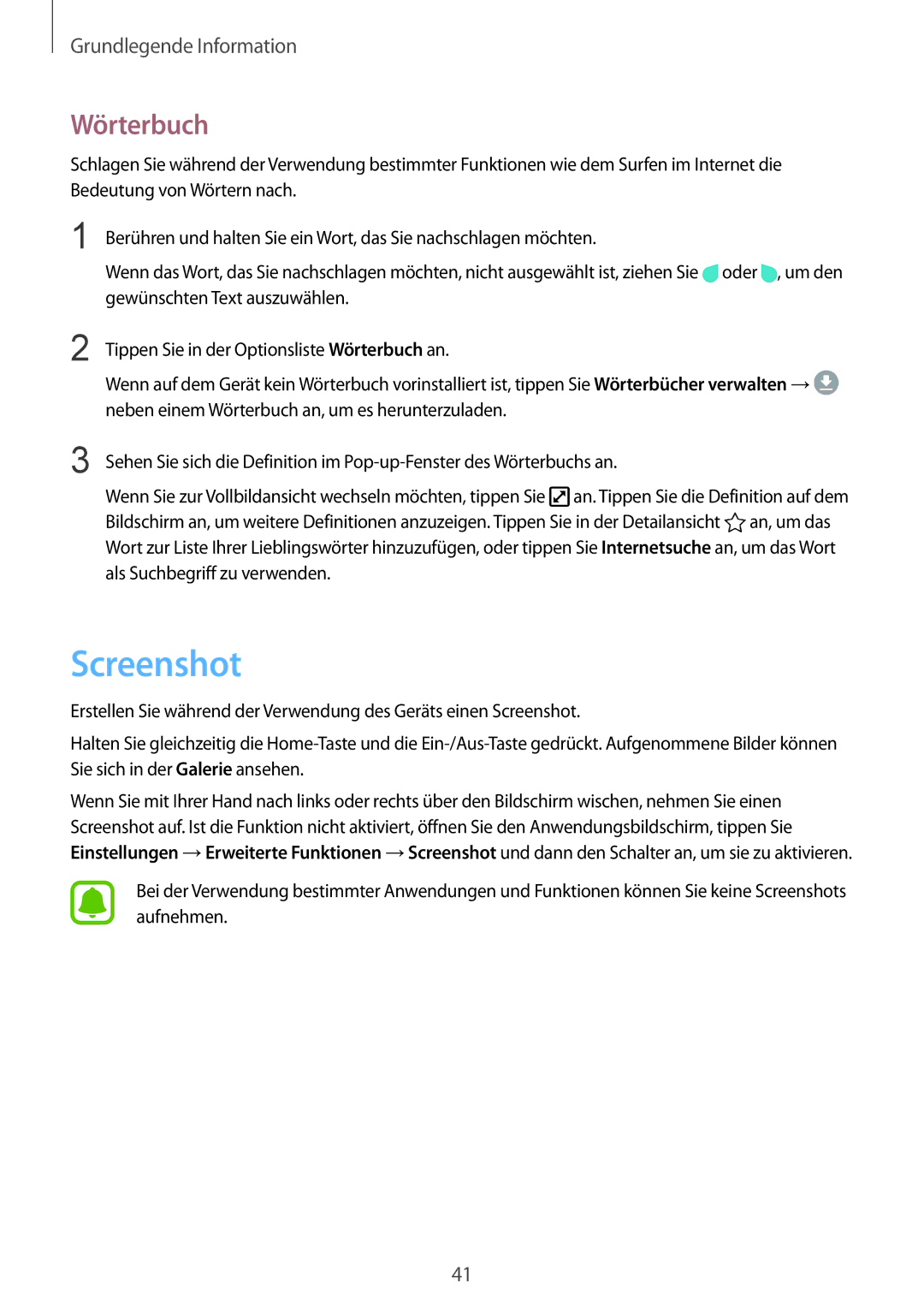 Samsung SM-G928FZDADBT, SM-G928FZKADBT, SM-G928FZSEDBT manual Screenshot, Wörterbuch 