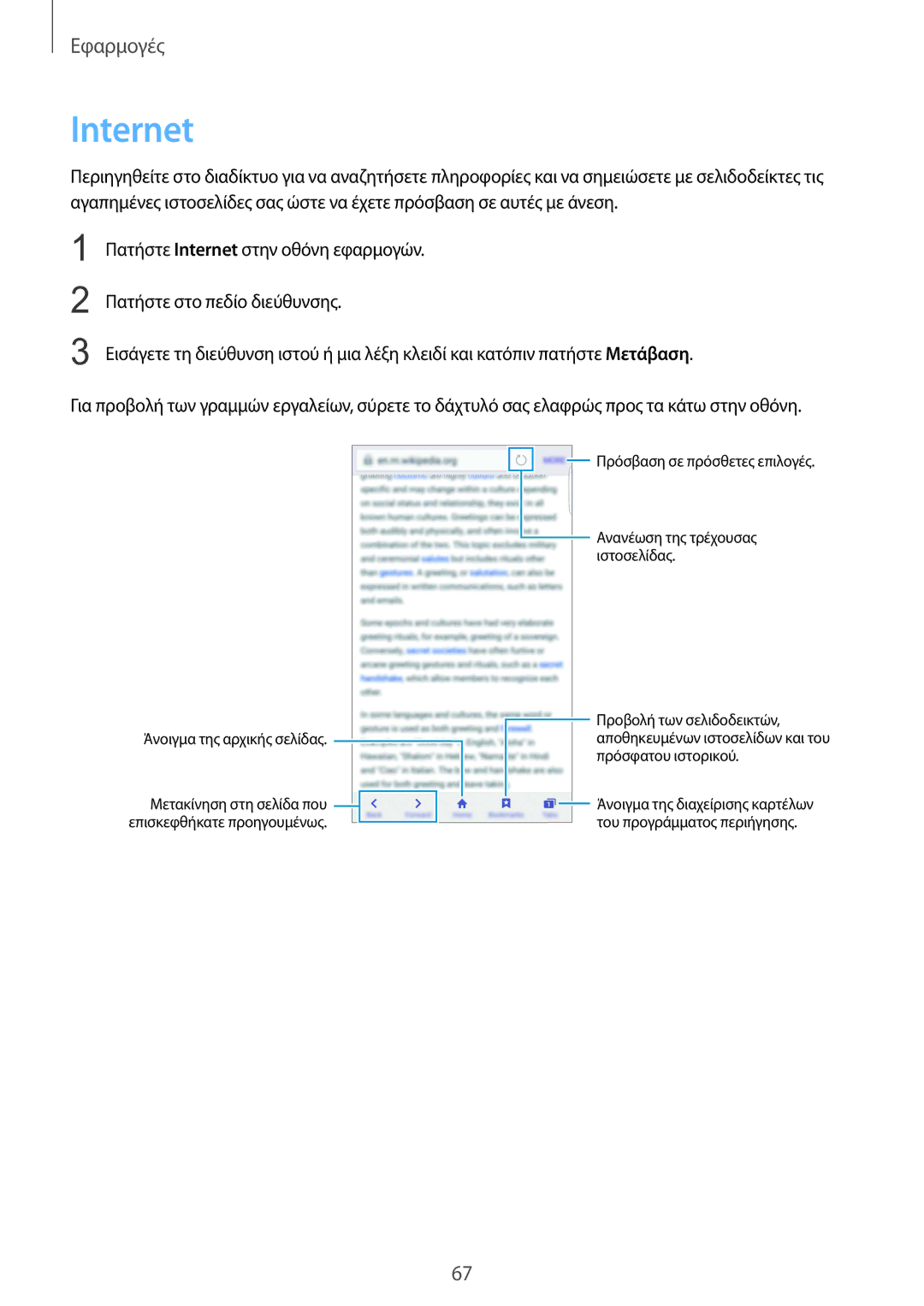 Samsung SM-G928FZKAEUR manual Internet, Πρόσφατου ιστορικού 