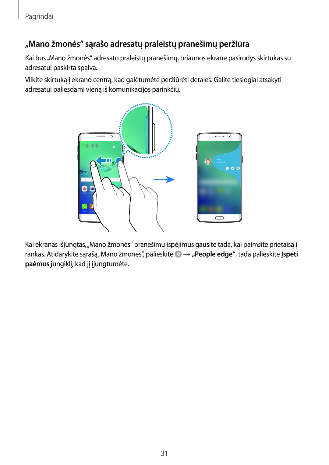 Samsung SM-G928FZDASEB, SM-G928FZKASEB, SM-G928FZKESEB manual „Mano žmonės sąrašo adresatų praleistų pranešimų peržiūra 