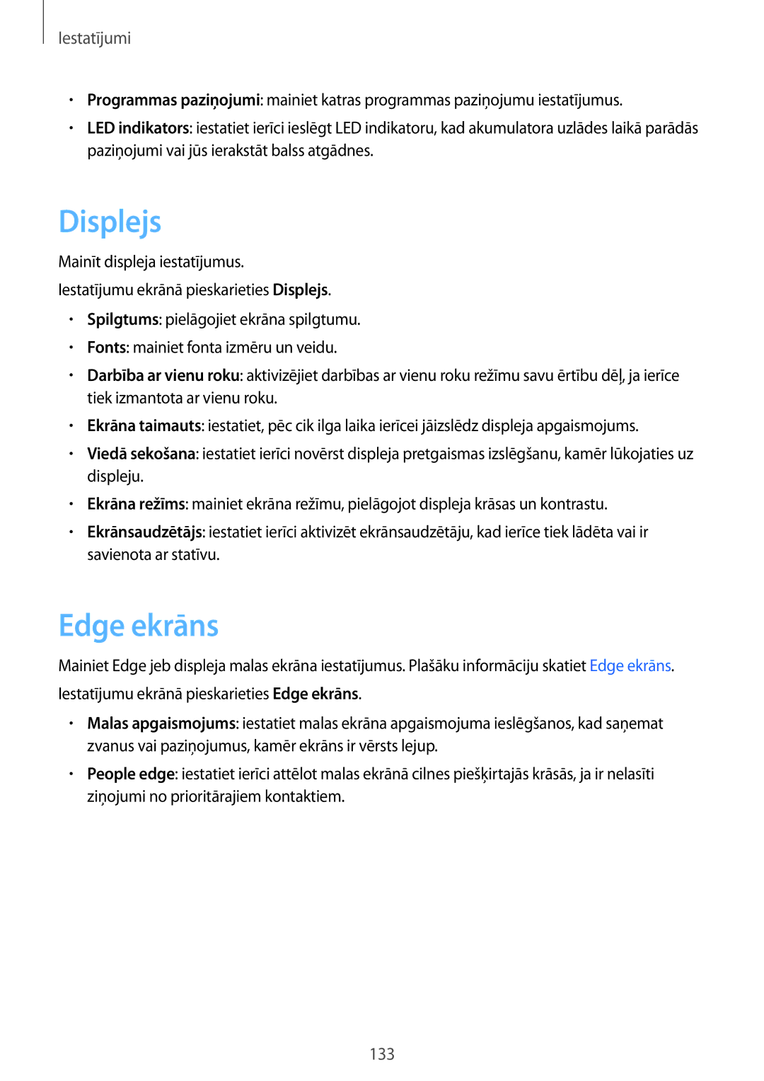 Samsung SM-G928FZSASEB, SM-G928FZKASEB, SM-G928FZDASEB, SM-G928FZKESEB, SM-G928FZDESEB manual Displejs, Edge ekrāns 