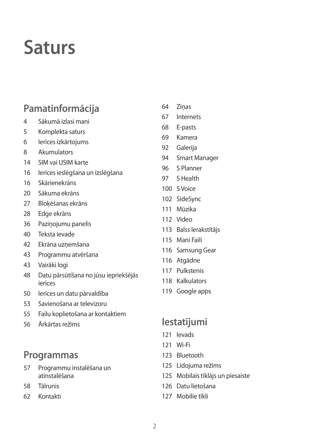 Samsung SM-G928FZKESEB, SM-G928FZKASEB, SM-G928FZDASEB, SM-G928FZSASEB, SM-G928FZDESEB manual Saturs 