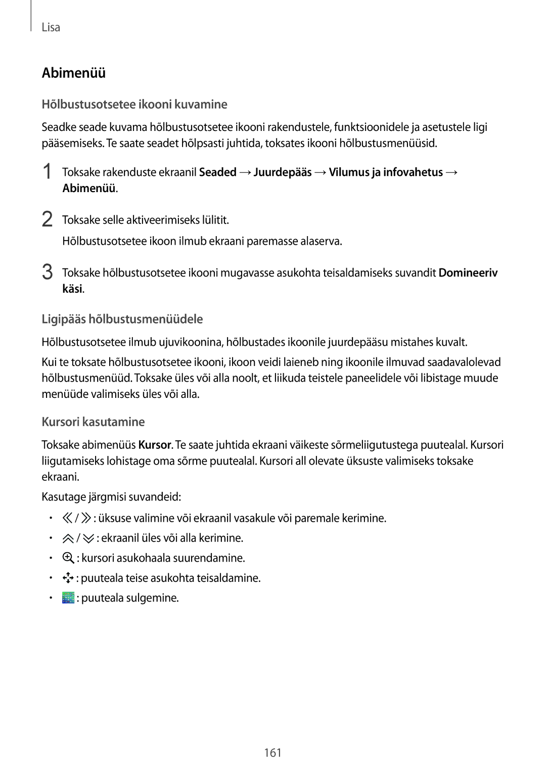 Samsung SM-G928FZDASEB, SM-G928FZKASEB, SM-G928FZKESEB, SM-G928FZSASEB, SM-G928FZDESEB manual Abimenüü, Käsi 