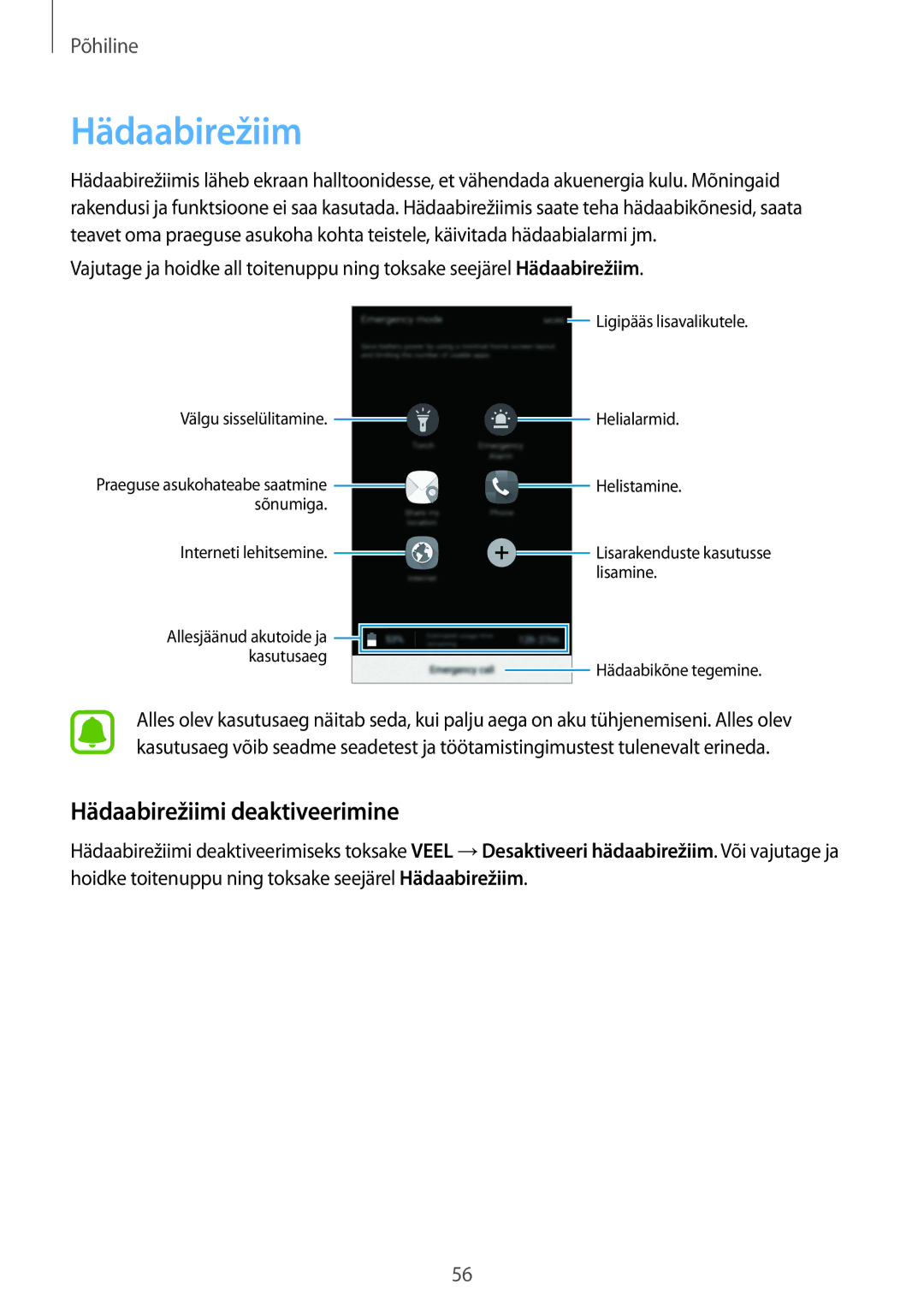 Samsung SM-G928FZDASEB, SM-G928FZKASEB, SM-G928FZKESEB, SM-G928FZSASEB, SM-G928FZDESEB Hädaabirežiimi deaktiveerimine 