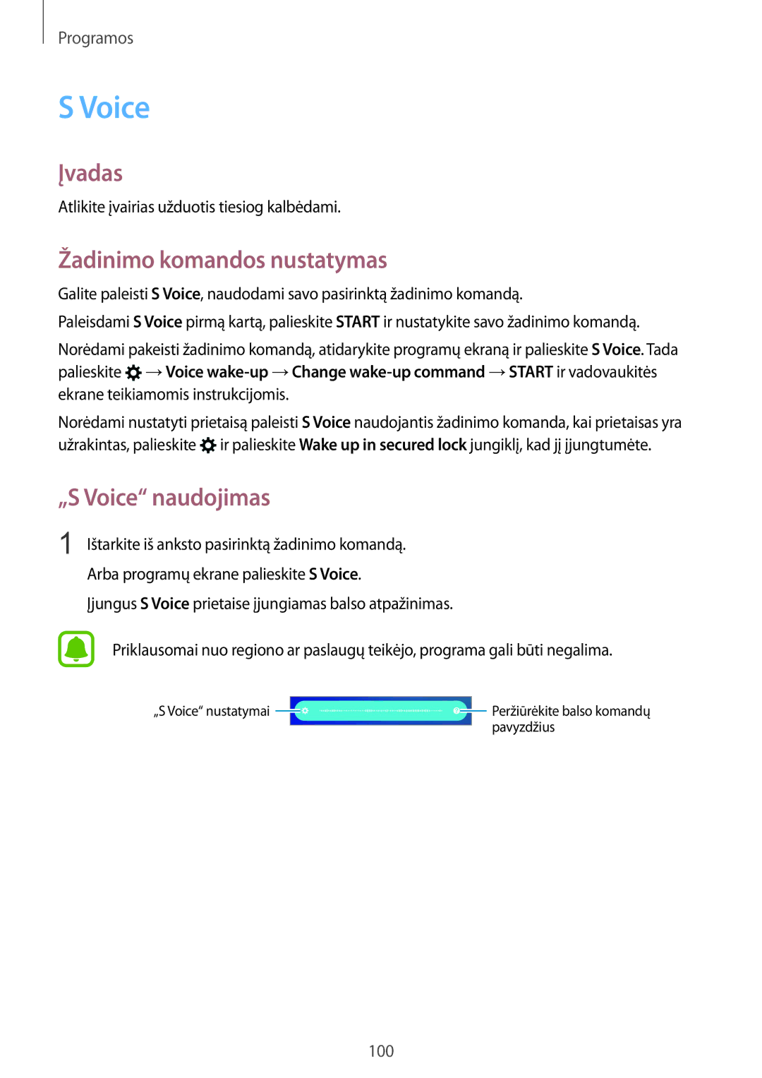 Samsung SM-G928FZKASEB Žadinimo komandos nustatymas, „S Voice naudojimas, Atlikite įvairias užduotis tiesiog kalbėdami 