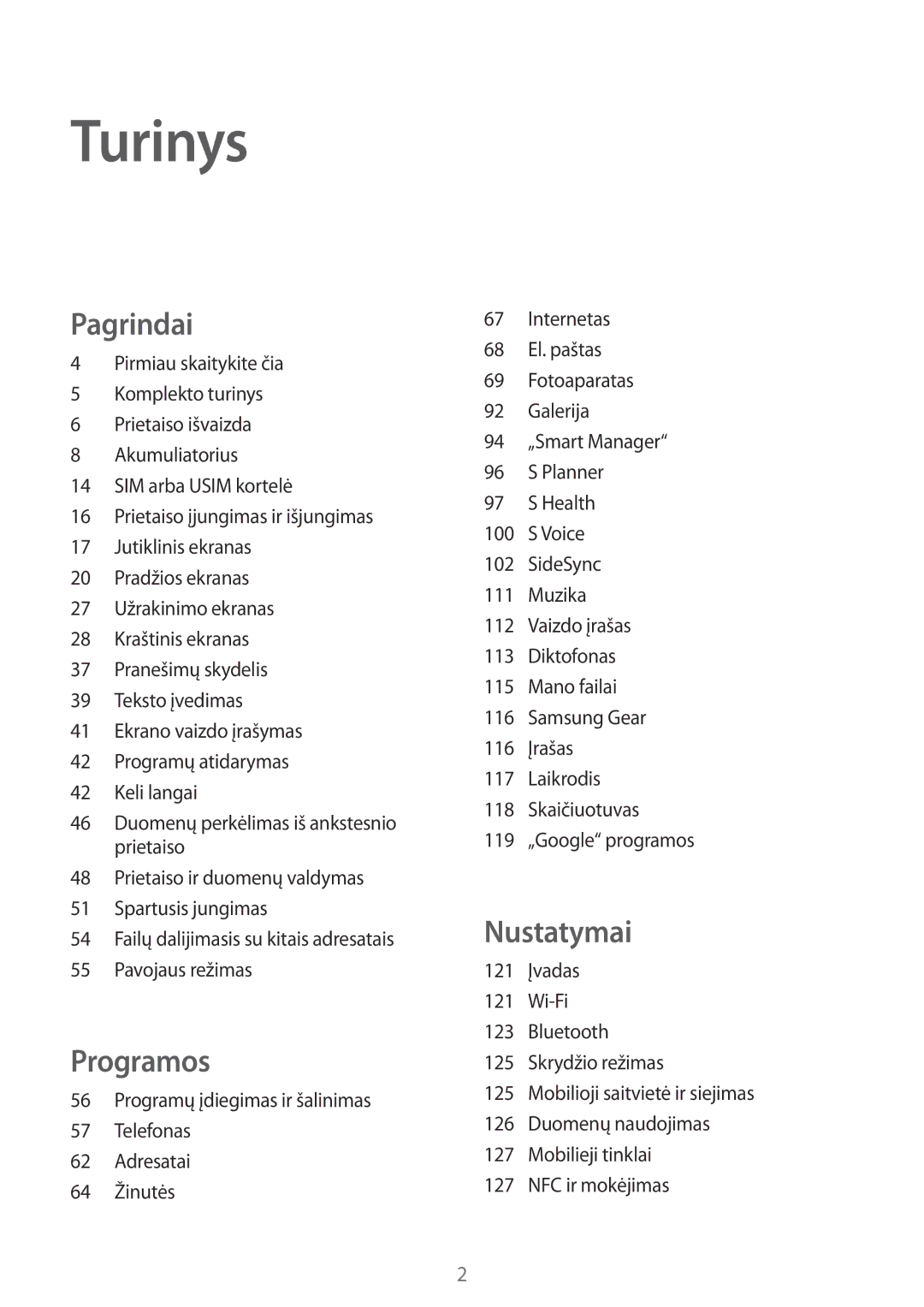 Samsung SM-G928FZKESEB, SM-G928FZKASEB, SM-G928FZDASEB, SM-G928FZSASEB, SM-G928FZDESEB manual Turinys 