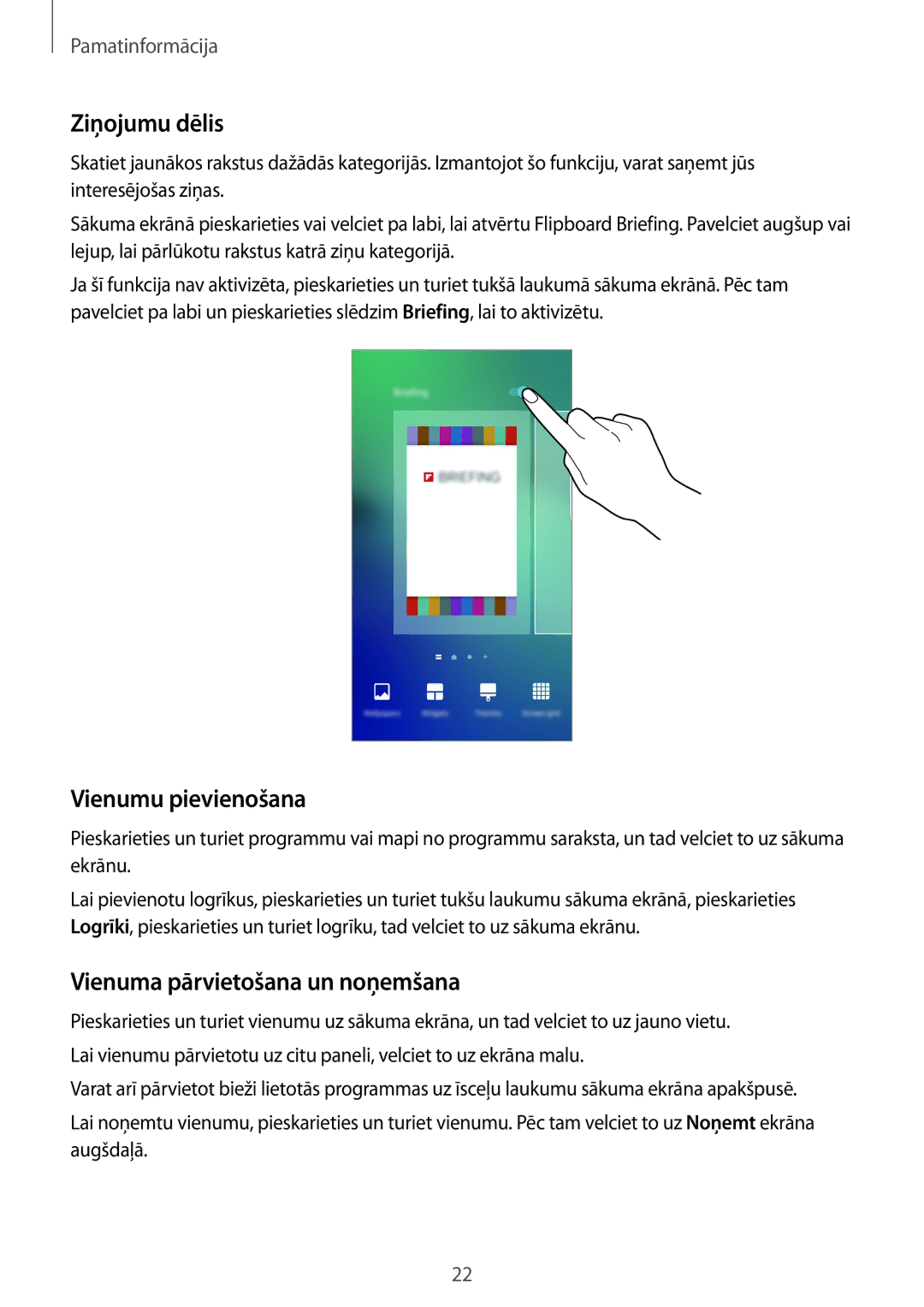 Samsung SM-G928FZKESEB, SM-G928FZKASEB manual Ziņojumu dēlis, Vienumu pievienošana, Vienuma pārvietošana un noņemšana 