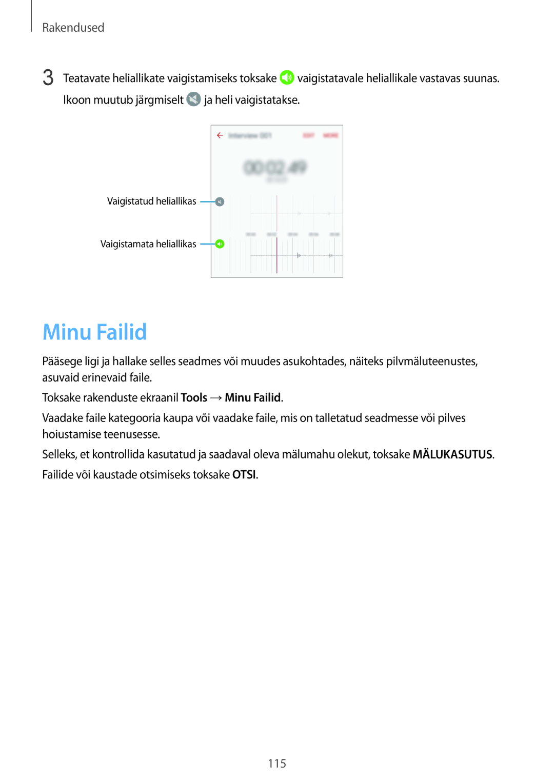 Samsung SM-G928FZKASEB, SM-G928FZDASEB, SM-G928FZKESEB, SM-G928FZSASEB, SM-G928FZDESEB manual Minu Failid 