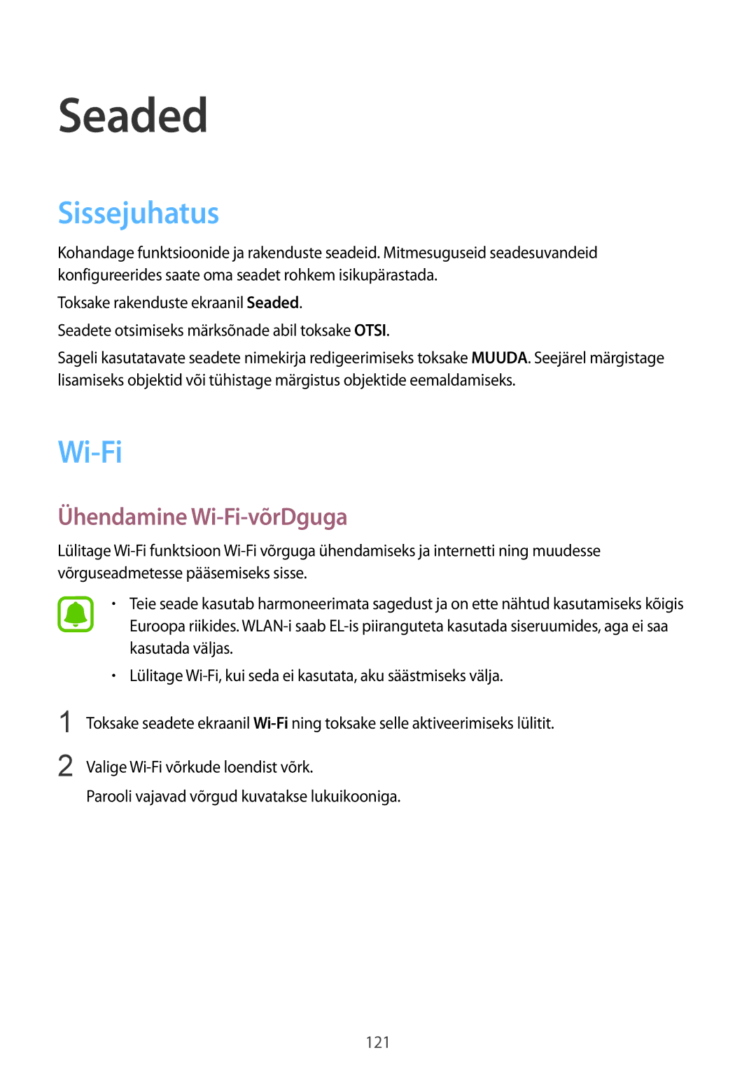 Samsung SM-G928FZDASEB, SM-G928FZKASEB, SM-G928FZKESEB, SM-G928FZSASEB manual Sissejuhatus, Ühendamine Wi-Fi-võrDguga 