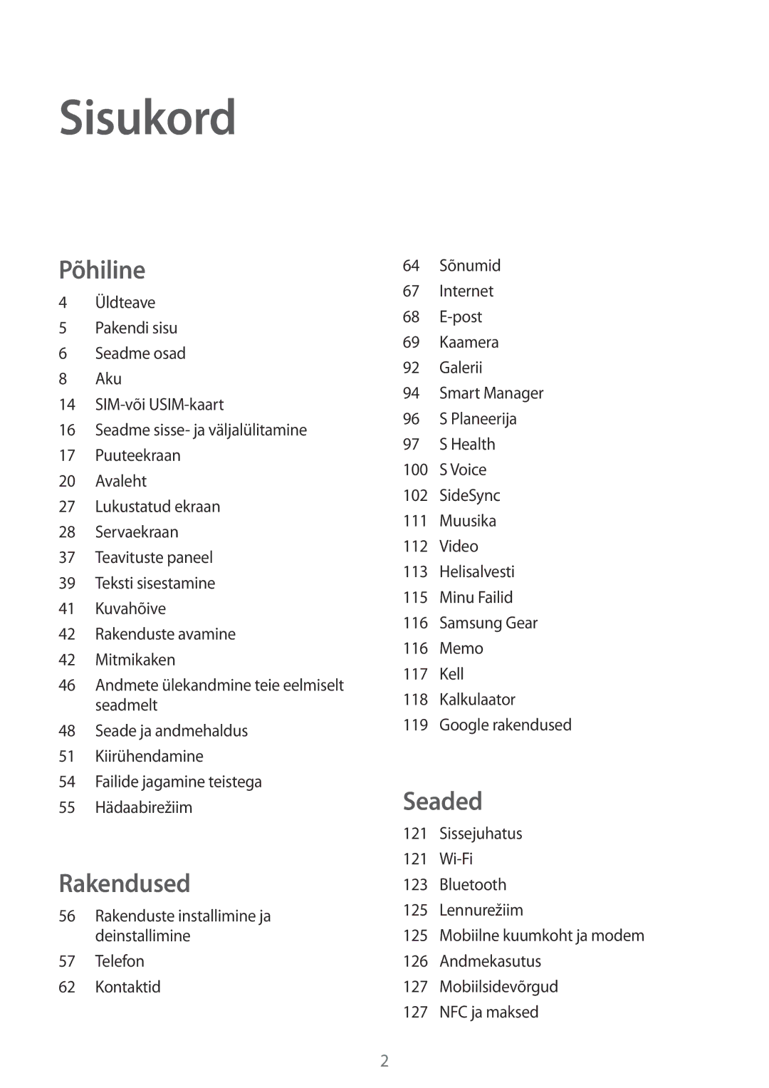 Samsung SM-G928FZKESEB, SM-G928FZKASEB, SM-G928FZDASEB, SM-G928FZSASEB, SM-G928FZDESEB manual Sisukord 